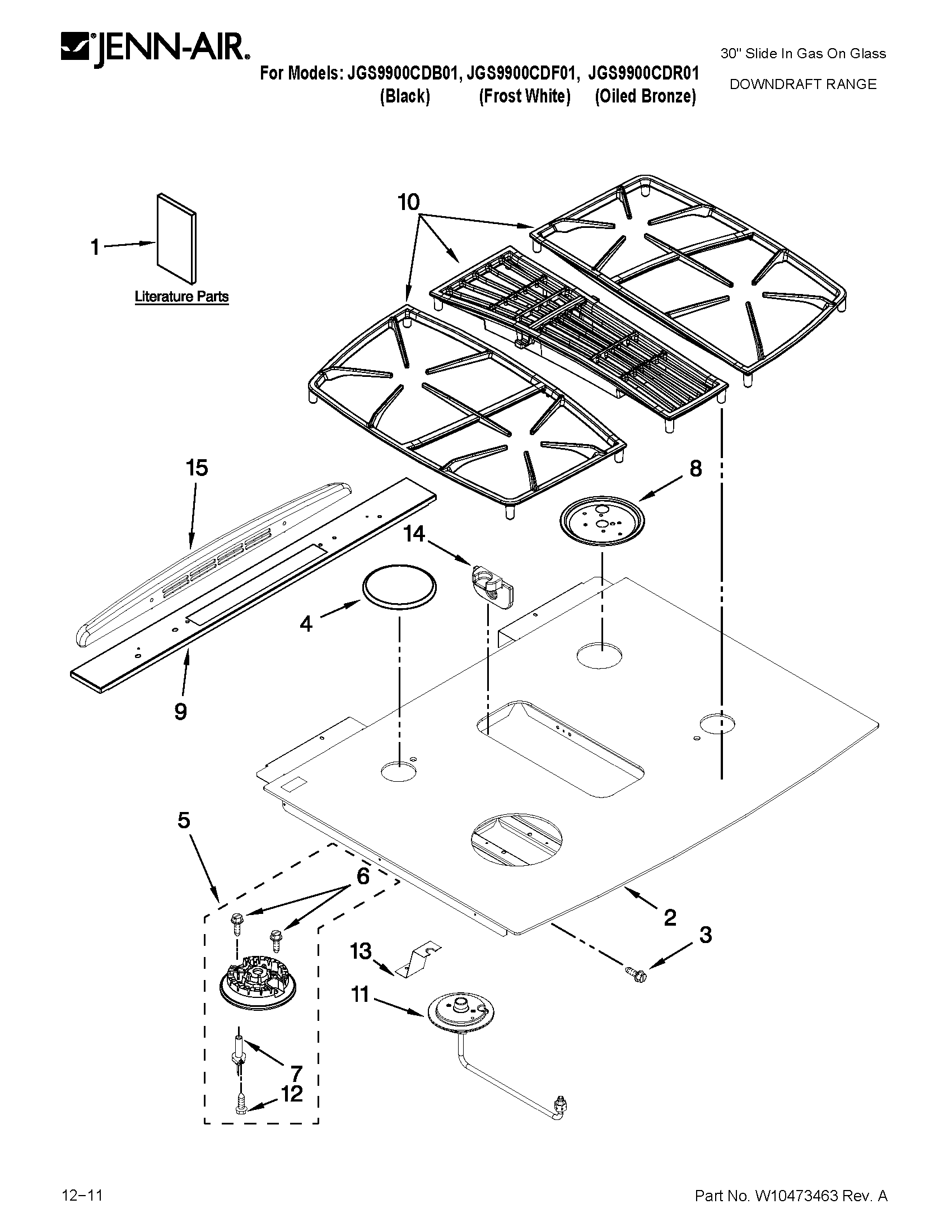 Jenn-Air JGS9900CDF01 cooktop parts diagram