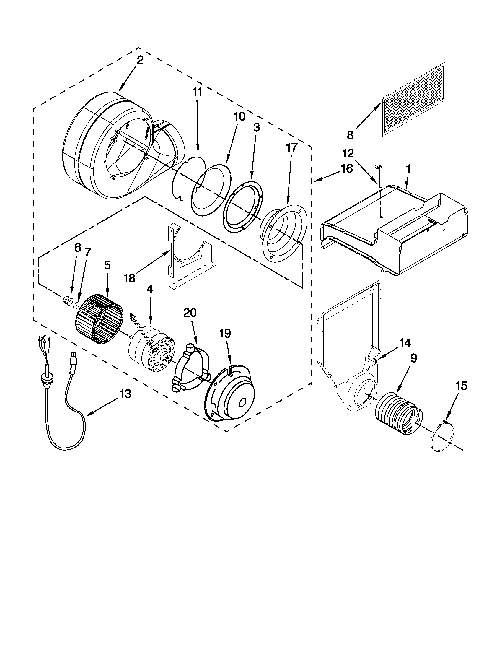 Jenn-Air JGS9900CDF01 blower unit parts diagram