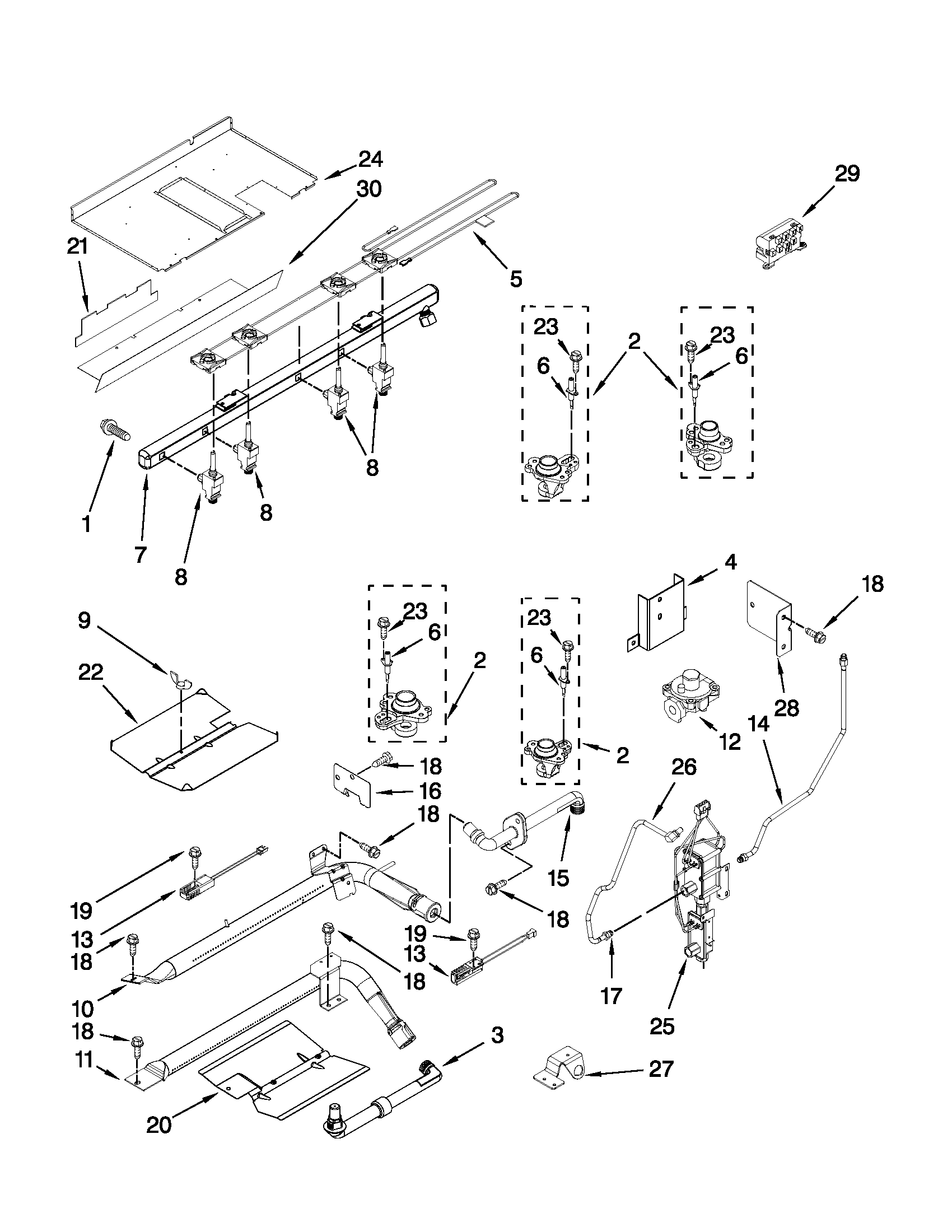 Jenn-Air JGS9900CDF01 manifold parts diagram