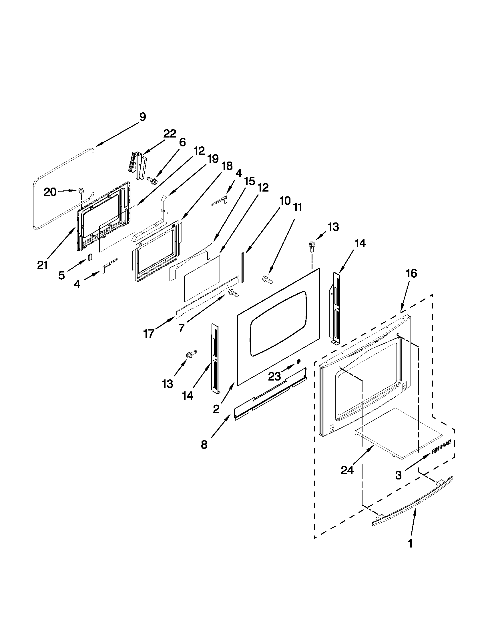 Jenn-Air JGS9900CDF01 door parts diagram