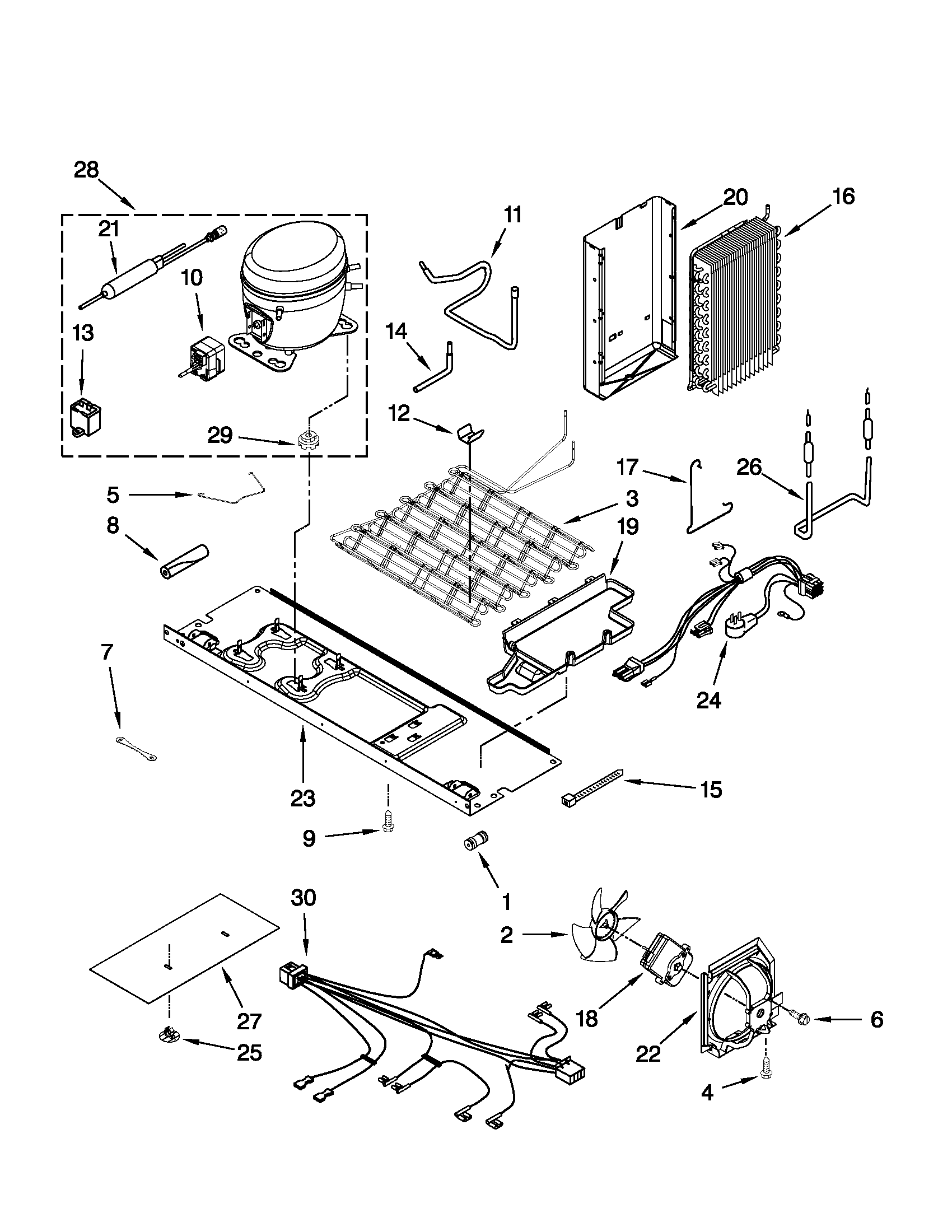 Whirlpool WSF26D2EXB01 unit parts diagram