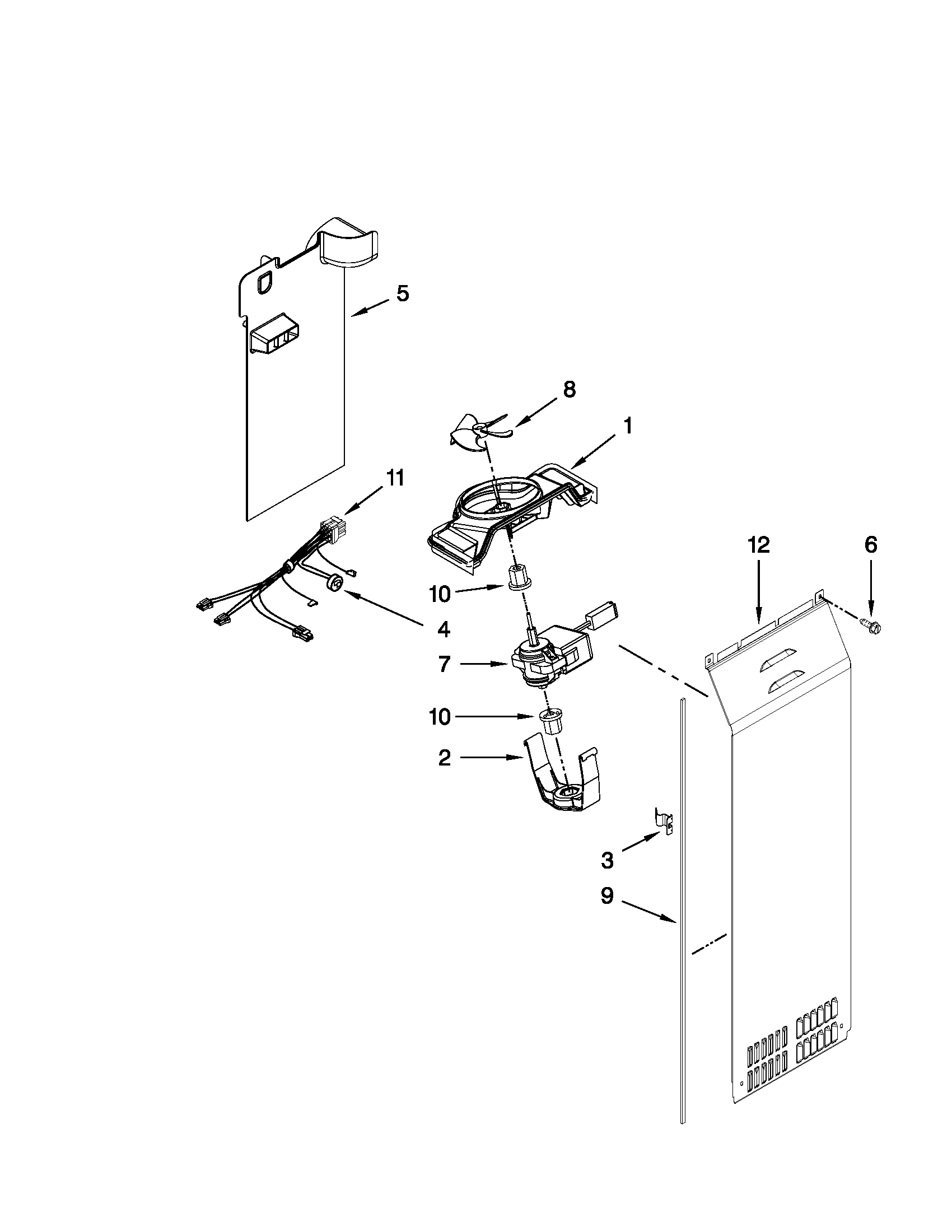 Whirlpool WSF26D2EXB01 air flow parts diagram