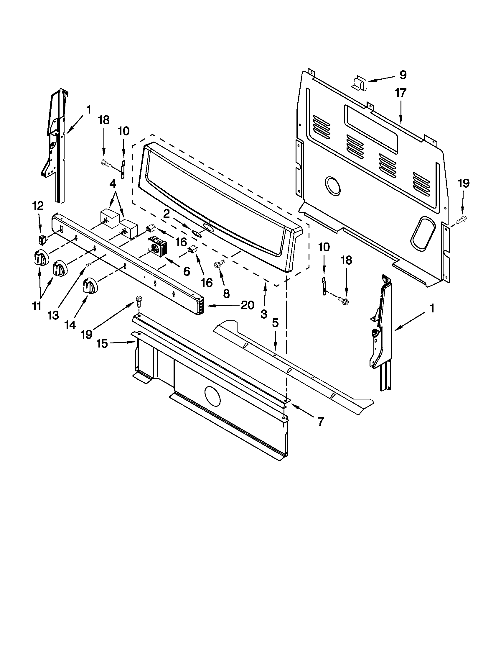 Whirlpool WFE260LXS0 control panel parts diagram