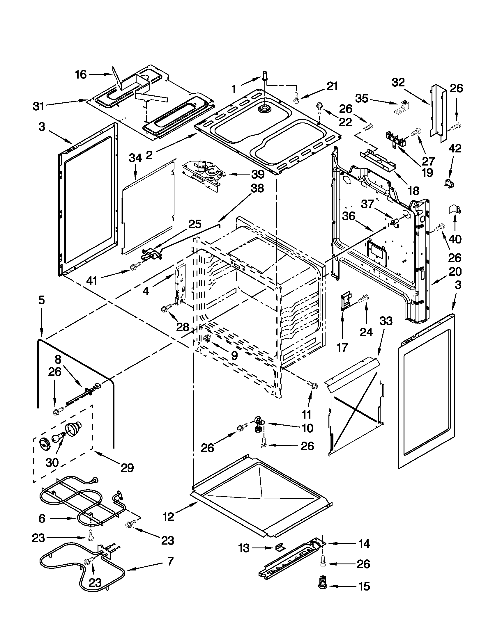Whirlpool WFE260LXS0 chassis parts diagram