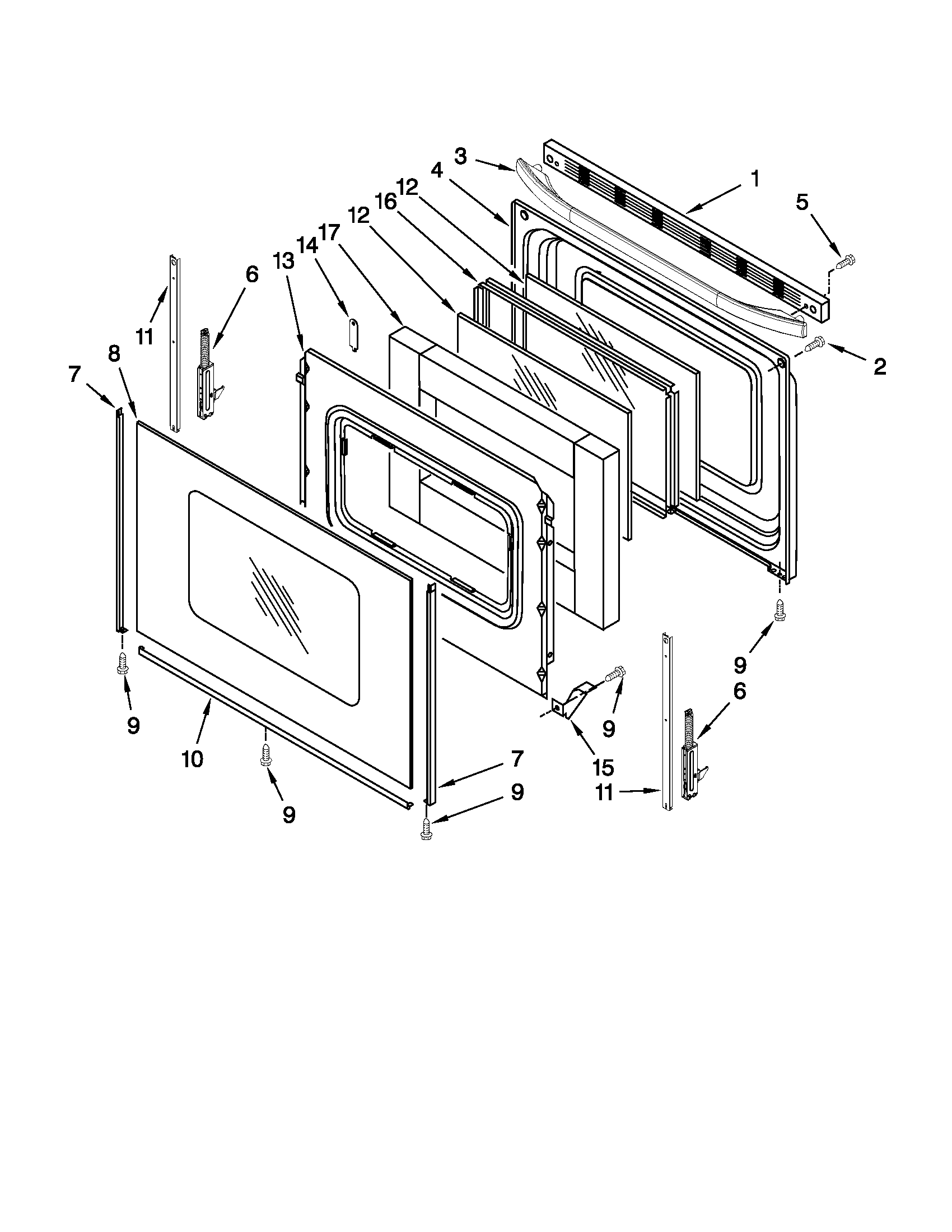 Whirlpool WFE260LXS0 door parts diagram
