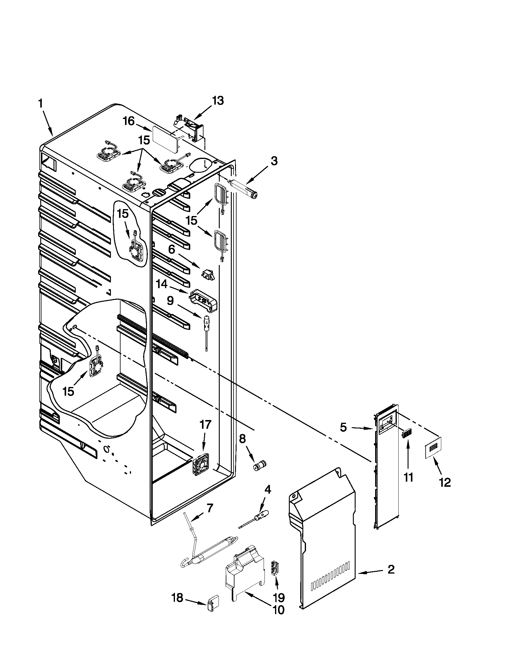 KitchenAid KSF26C7XYY02 refrigerator liner parts diagram