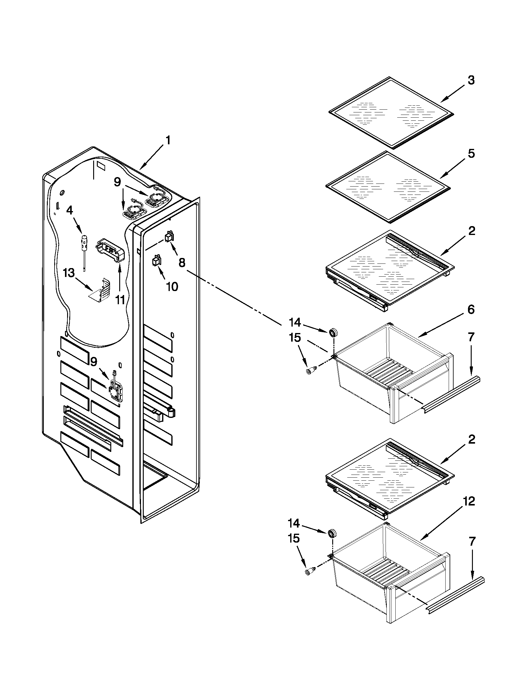 KitchenAid KSF26C7XYY02 freezer liner parts diagram