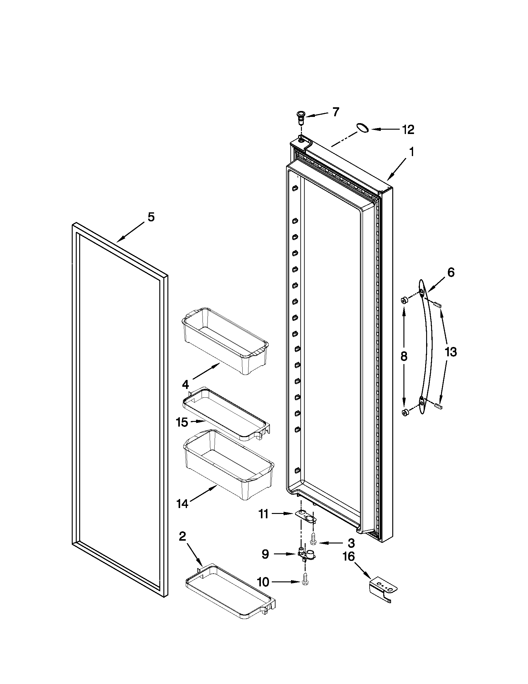 KitchenAid KSF26C7XYY02 refrigerator door parts diagram