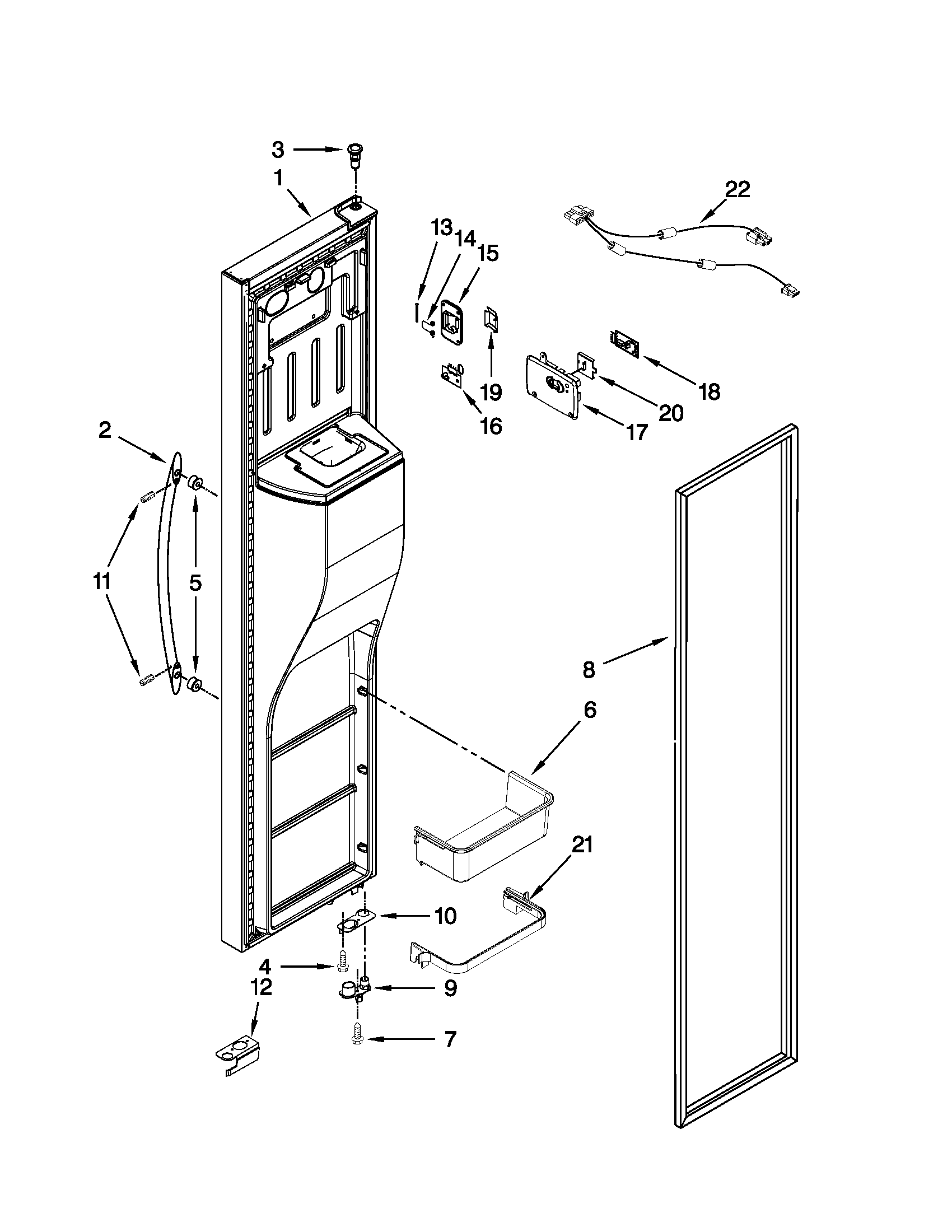 KitchenAid KSF26C7XYY02 freezer door parts diagram