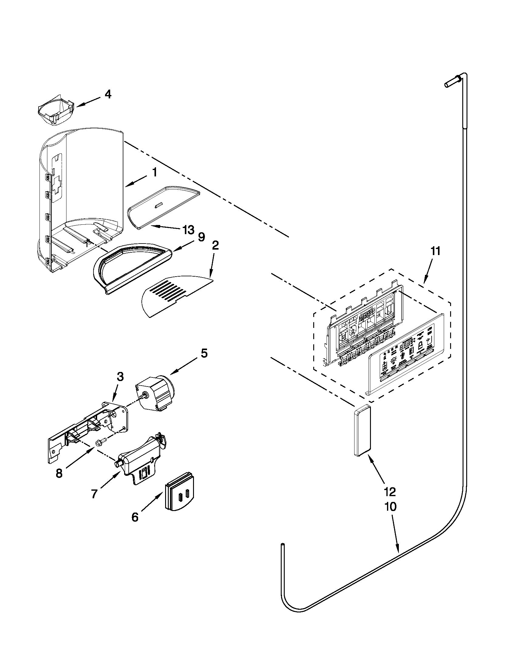KitchenAid KSF26C7XYY02 dispenser front parts diagram