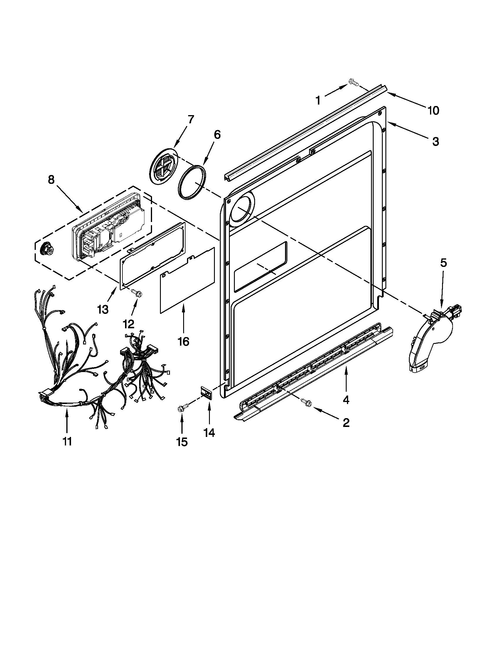 KitchenAid KUDC10IXWH6 inner door parts diagram