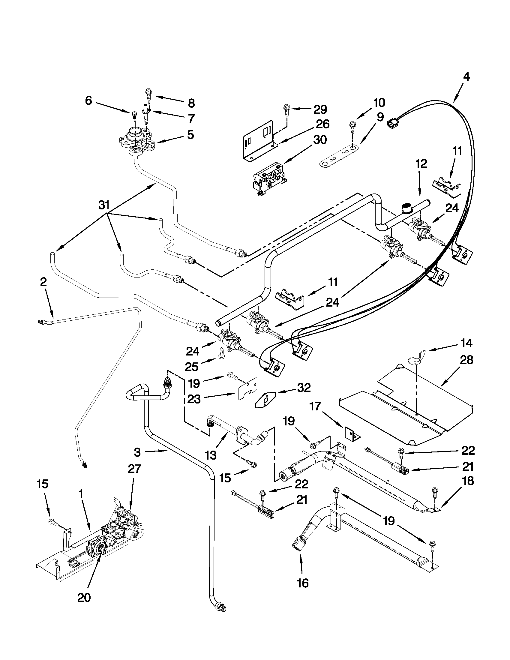 Whirlpool GW399LXUQ07 manifold parts diagram