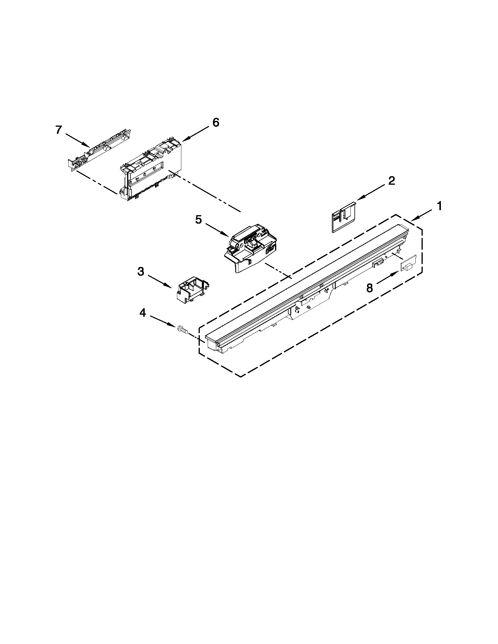 KitchenAid KUDE60FXSS4 control panel and latch parts diagram