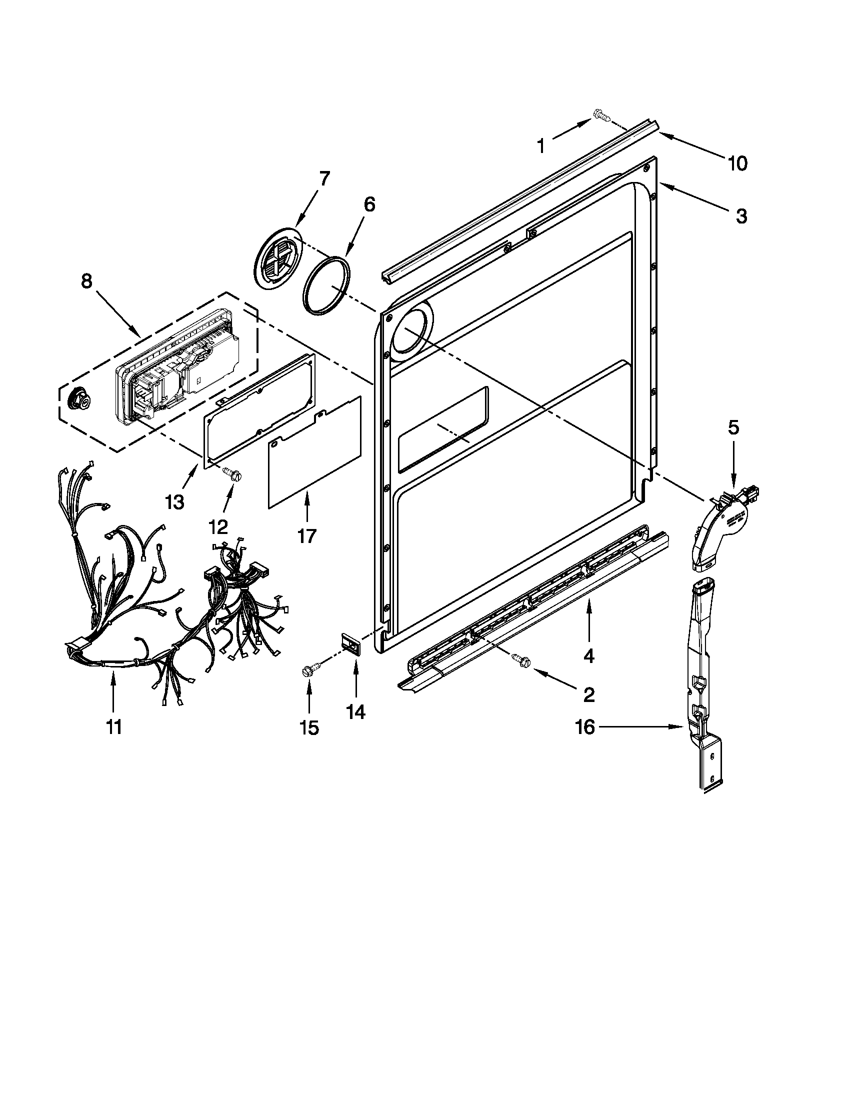 KitchenAid KUDE60FXSS4 inner door parts diagram