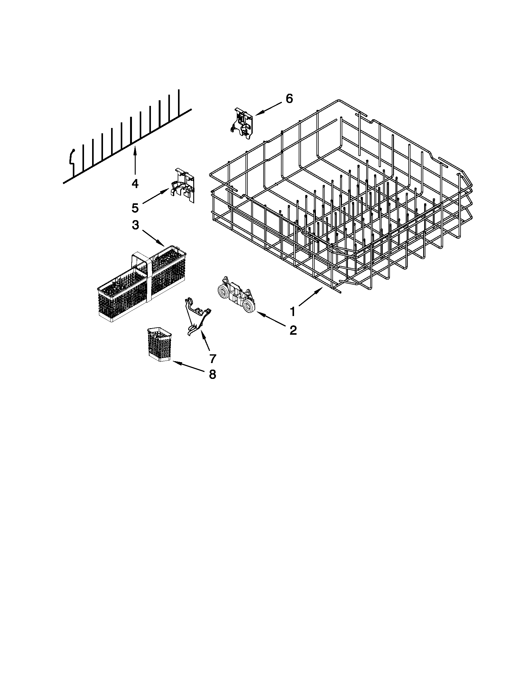 KitchenAid KUDS30CXWH6 lower rack parts diagram