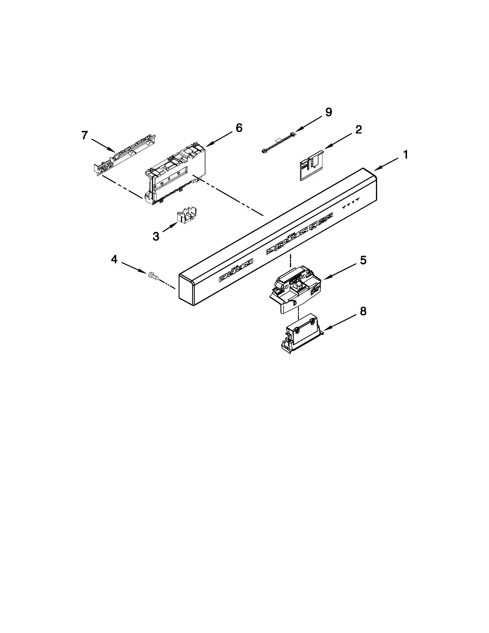 KitchenAid KUDS30IXSS6 control panel and latch parts diagram