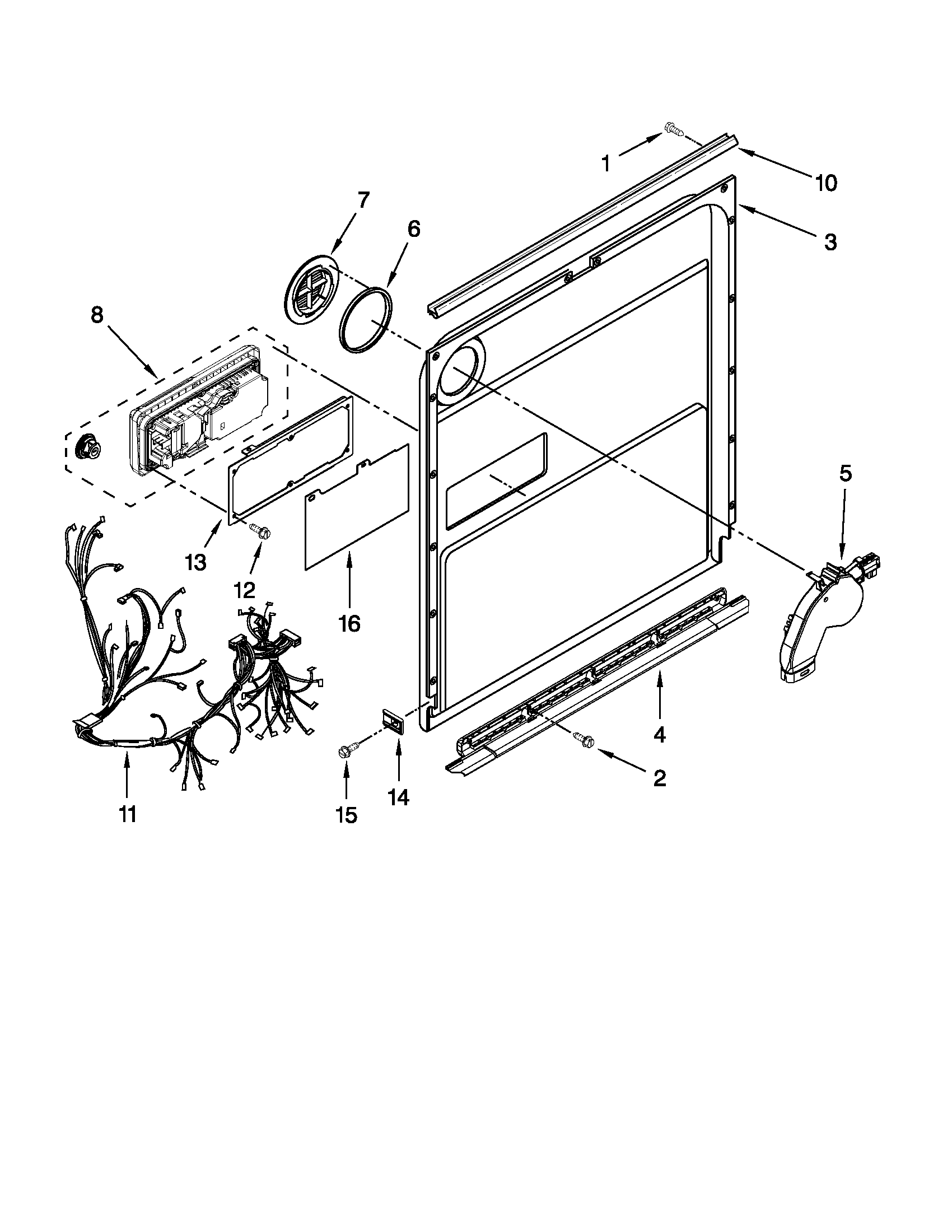 KitchenAid KUDS30IXSS6 inner door parts diagram