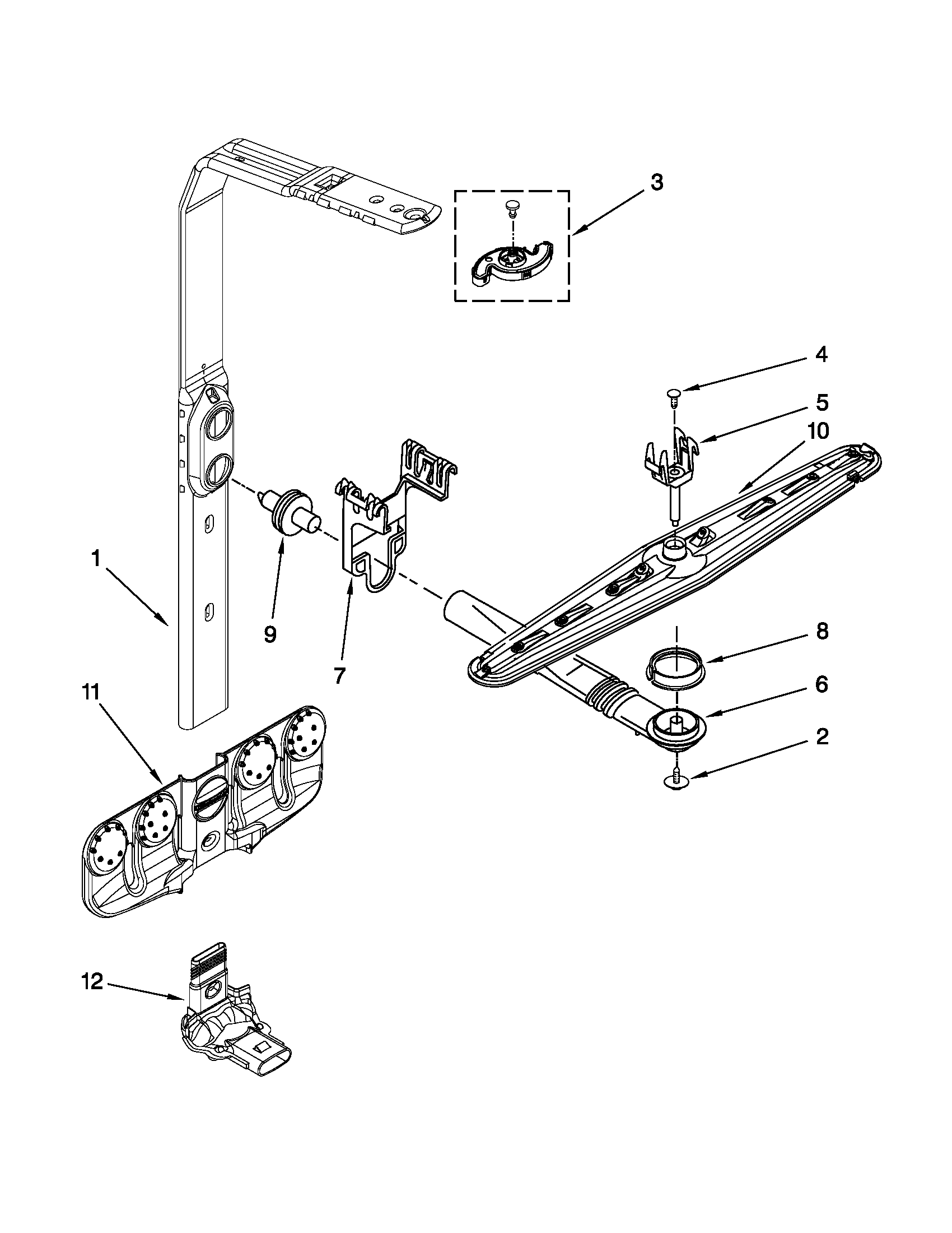 KitchenAid KUDS30IXSS6 upper wash and rinse parts diagram