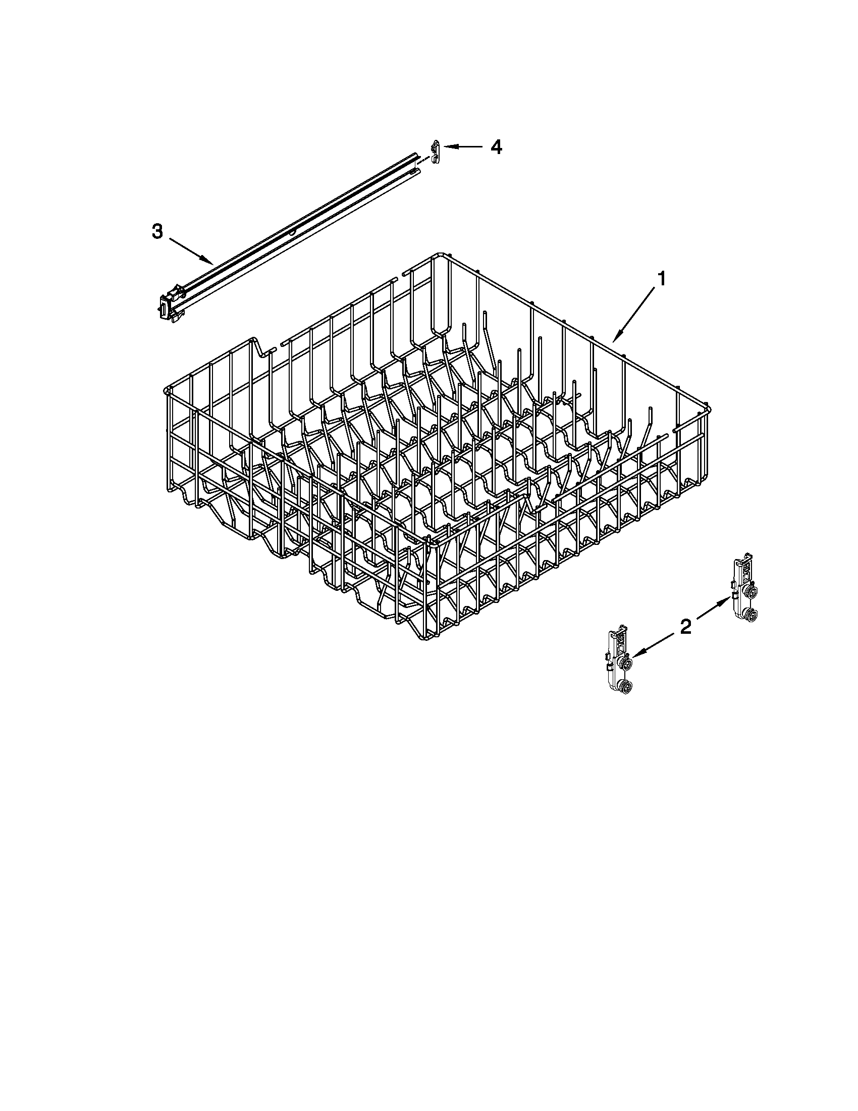 Whirlpool WDF530PSYB2 upper rack and track parts diagram