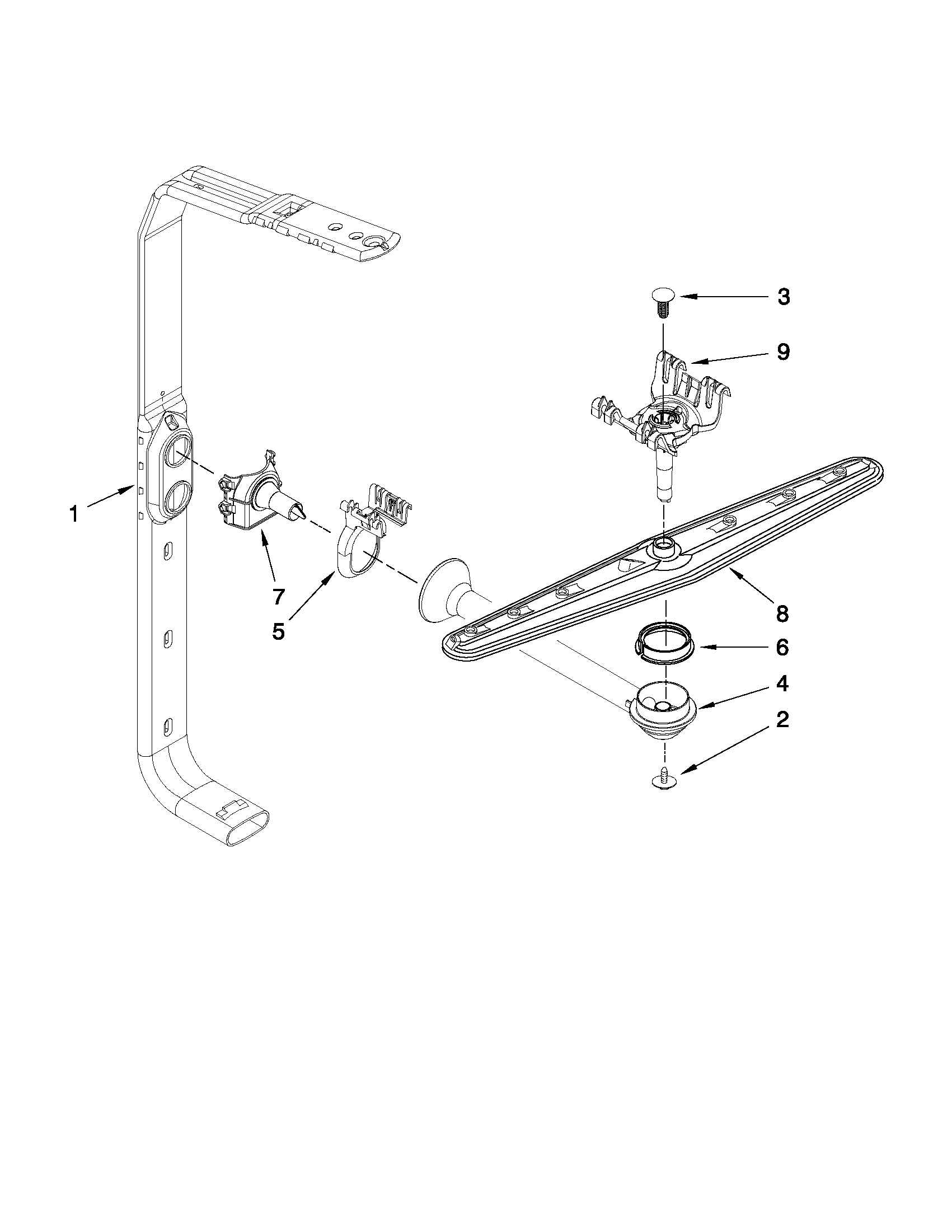 Amana ADB1400AWW3 upper wash and rinse parts diagram