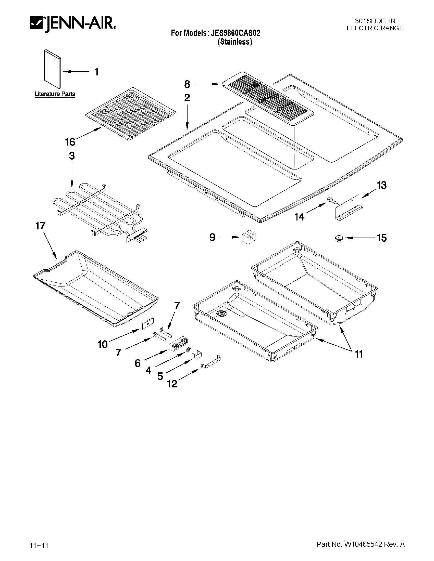 Jenn-Air JES9860CAS02 cooktop parts diagram