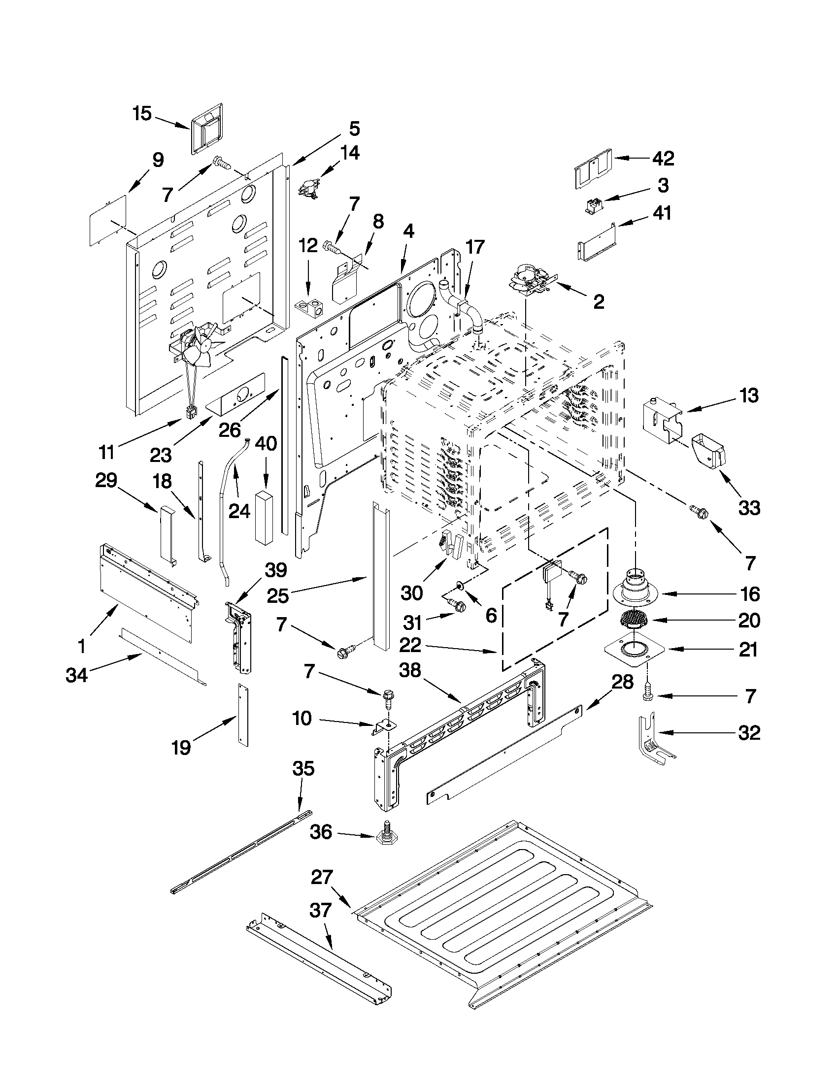 Jenn-Air JES9860CAS02 chassis parts diagram