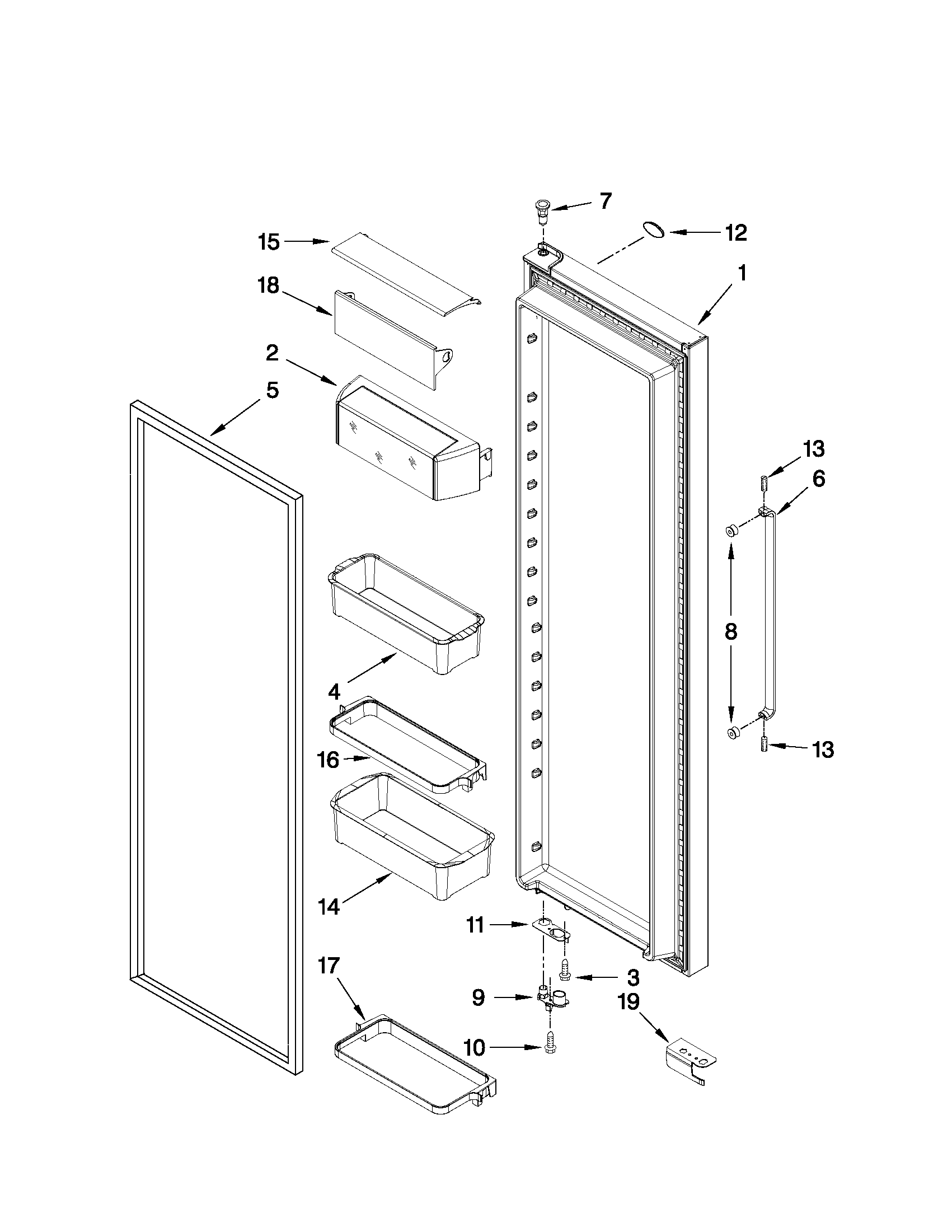 KitchenAid KSC23C8EYY00 refrigerator door parts diagram