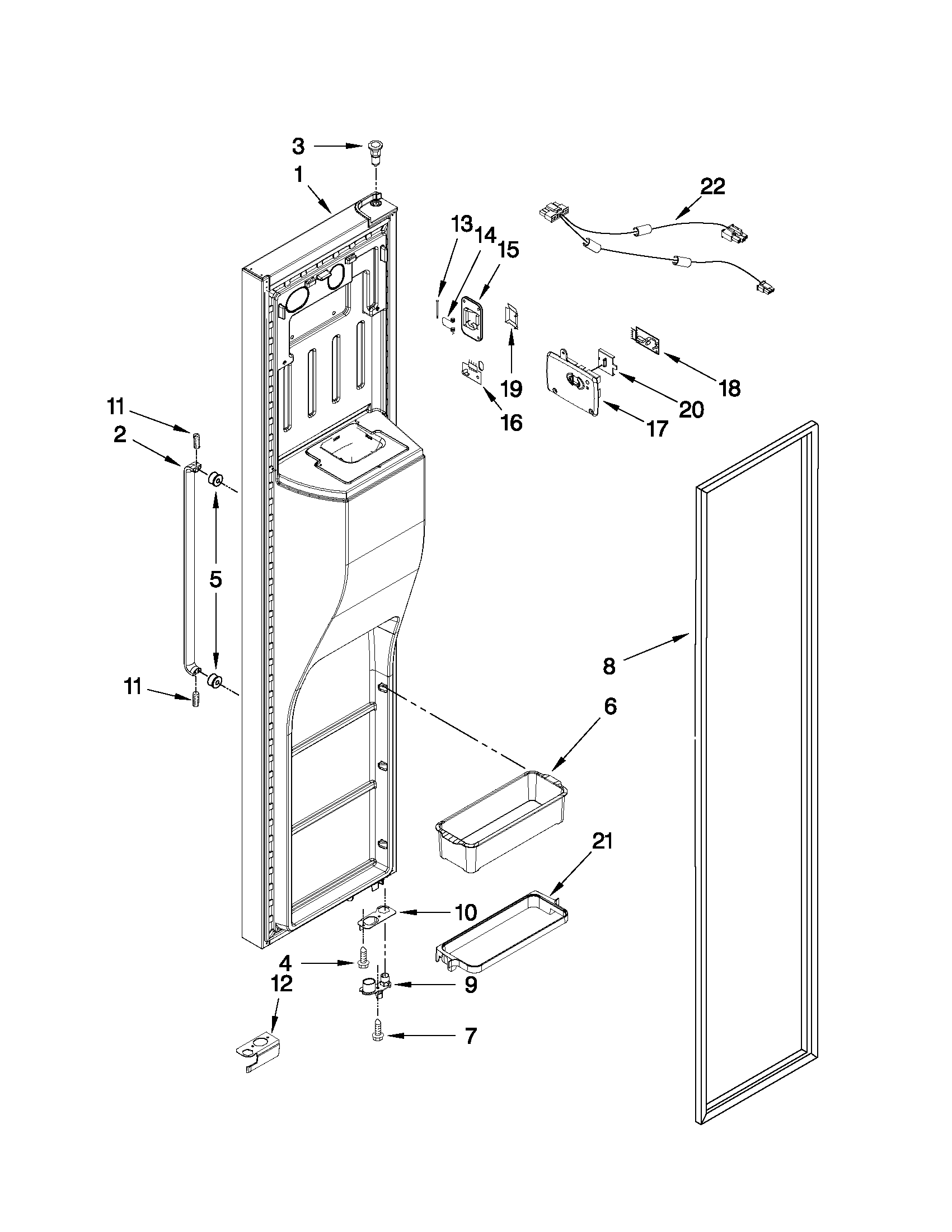 KitchenAid KSC23C8EYY00 freezer door parts diagram