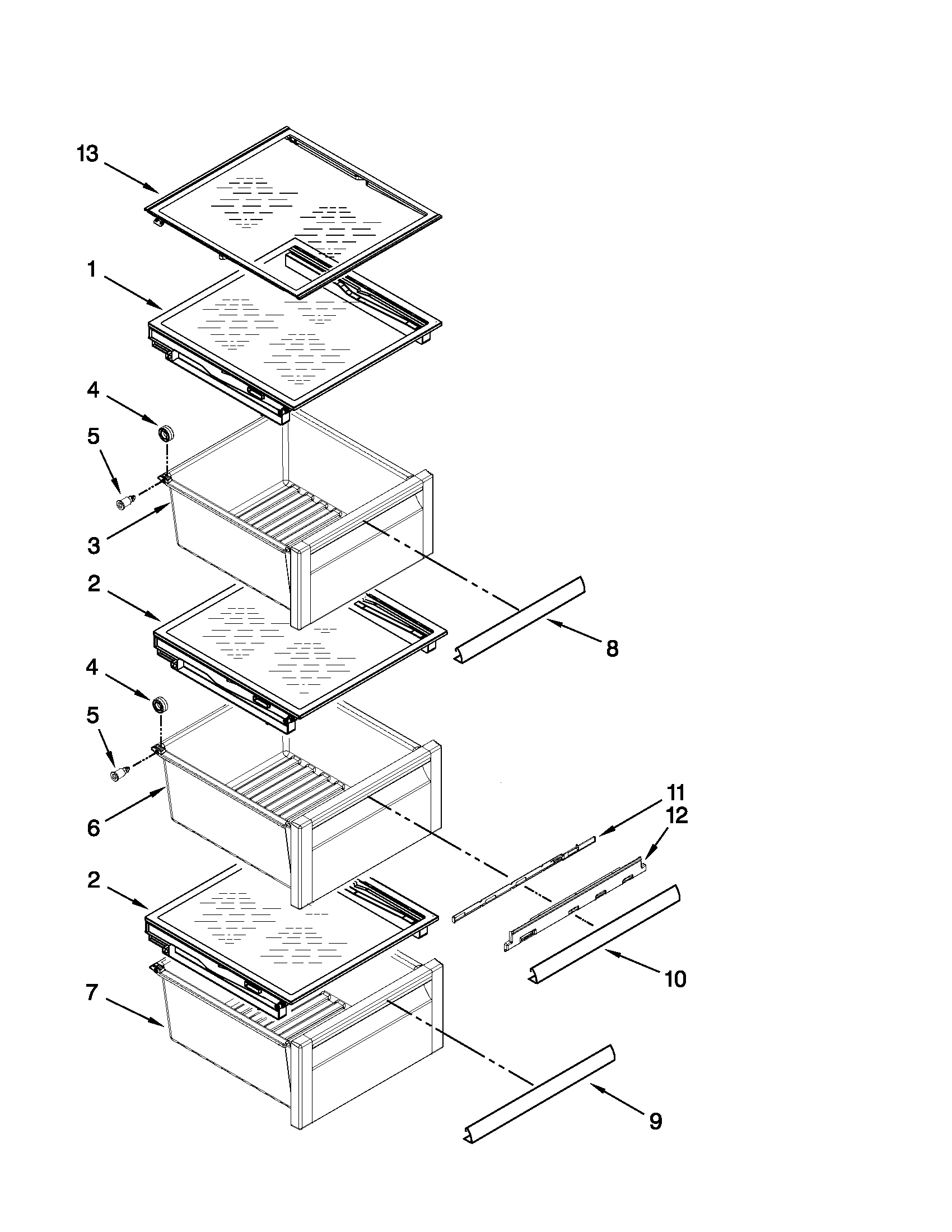 KitchenAid KSF26C4XYY03 refrigerator shelf parts diagram