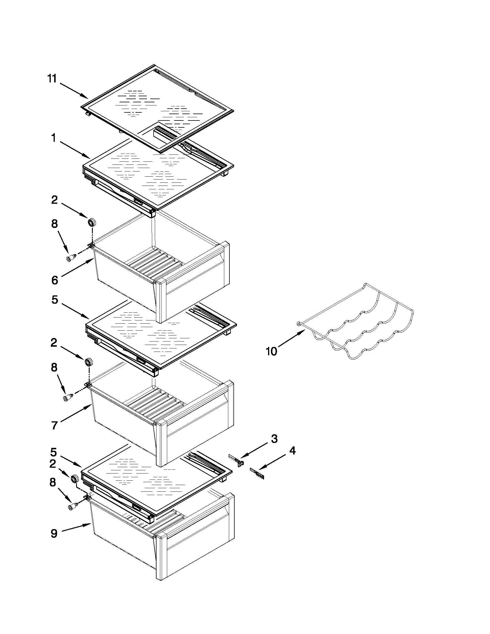 Whirlpool GSC25C6EYY01 refrigerator shelf parts diagram