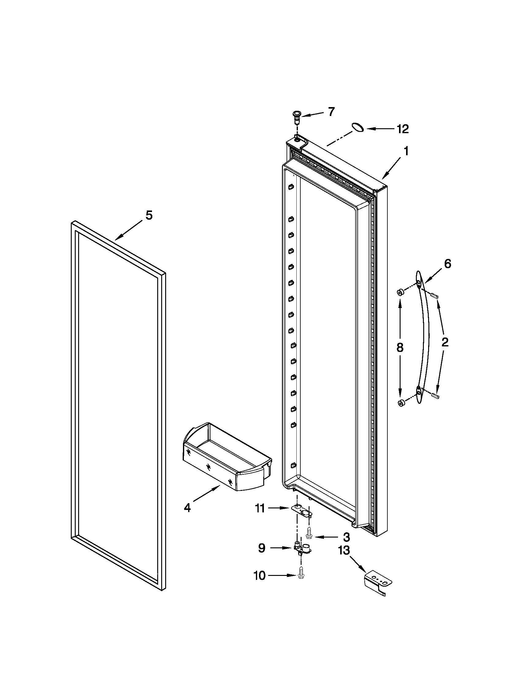 Whirlpool GSC25C6EYY01 refrigerator door parts diagram
