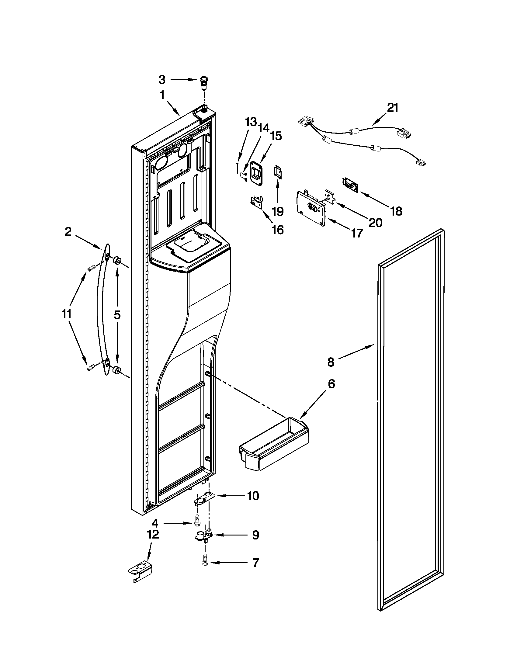 Whirlpool GSC25C6EYY01 freezer door parts diagram