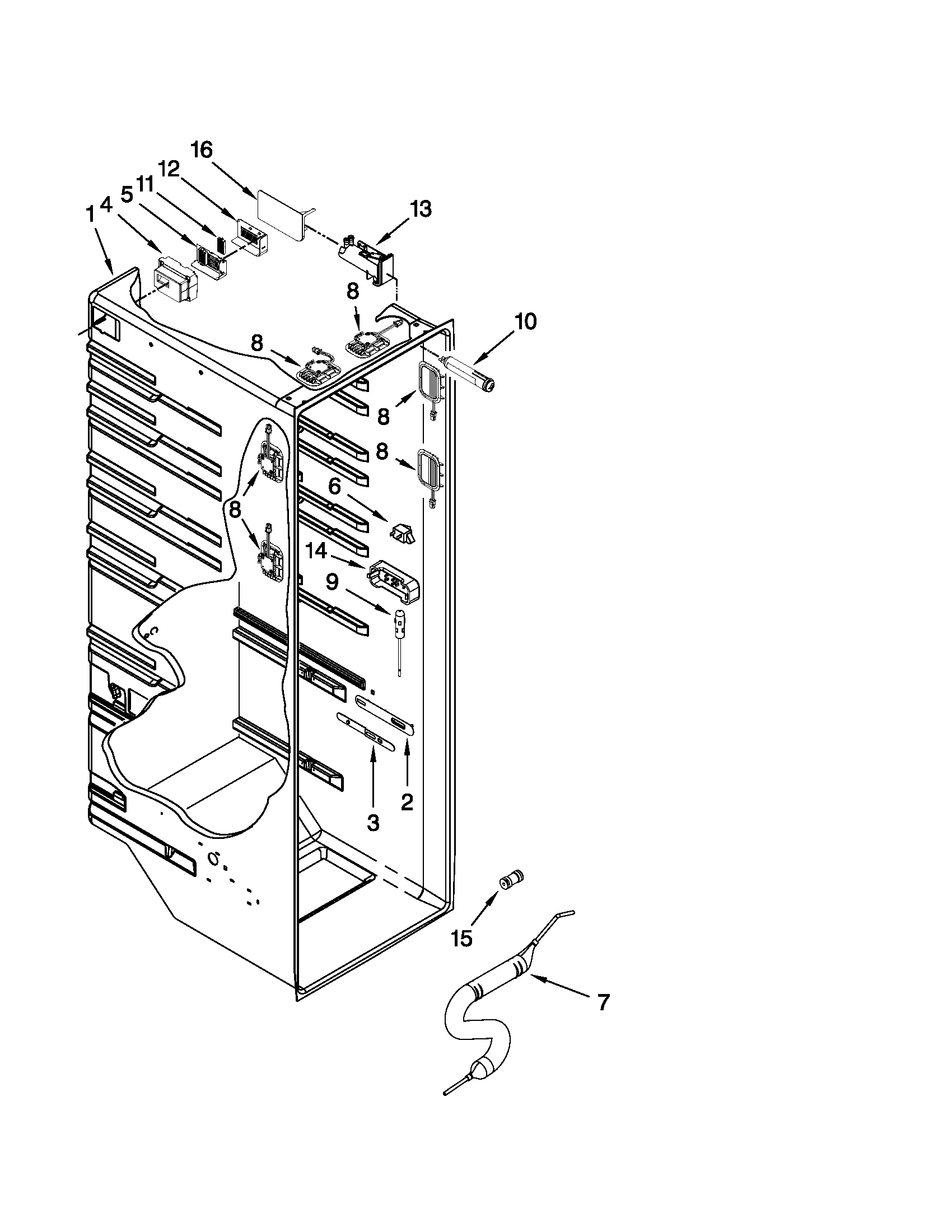 Whirlpool GSC25C4EYW02 refrigerator liner parts diagram