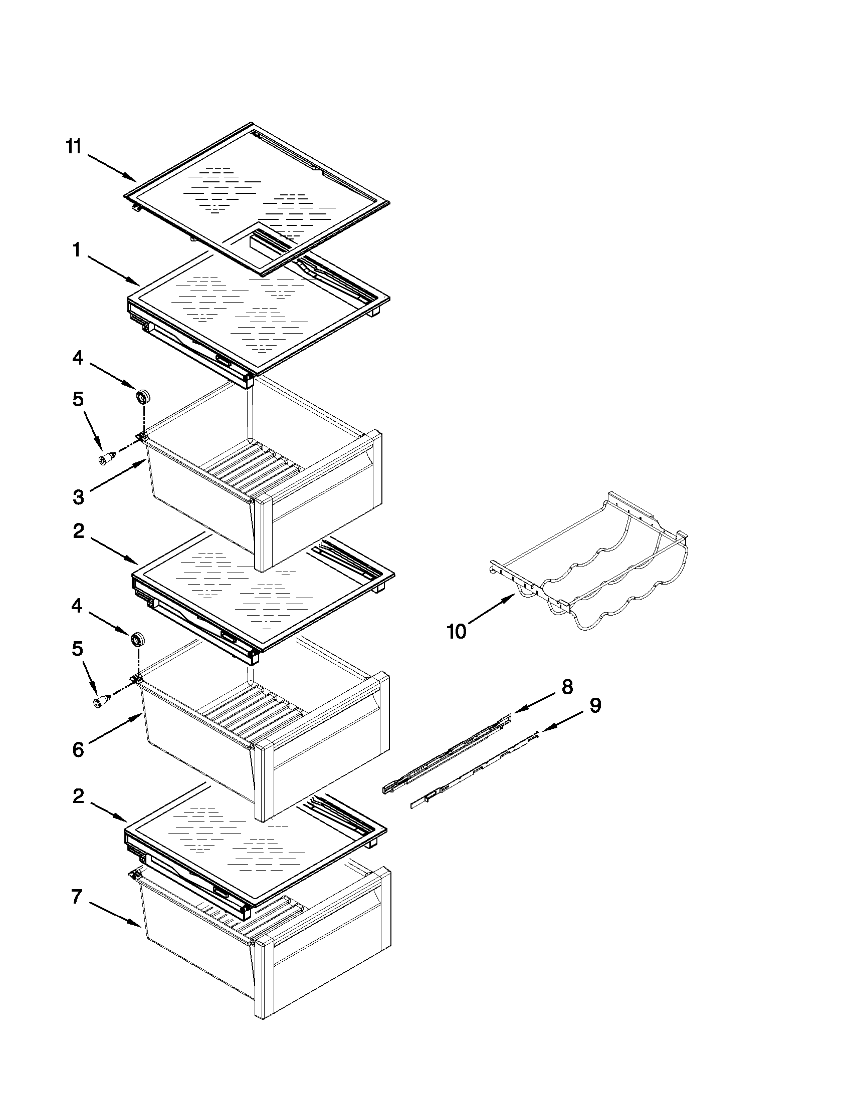 Whirlpool GSC25C4EYW02 refrigerator shelf parts diagram