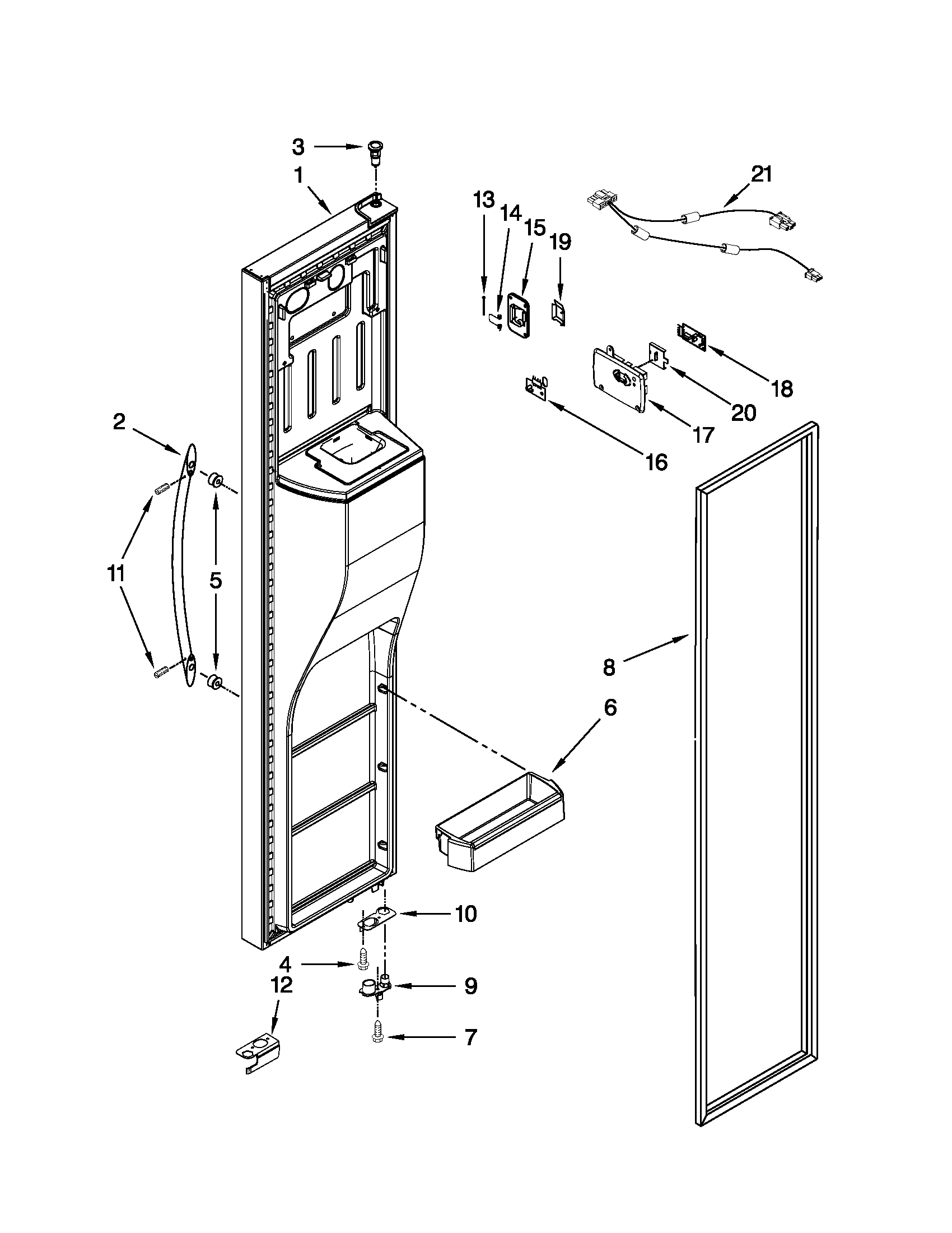 Whirlpool GSC25C4EYW02 freezer door parts diagram