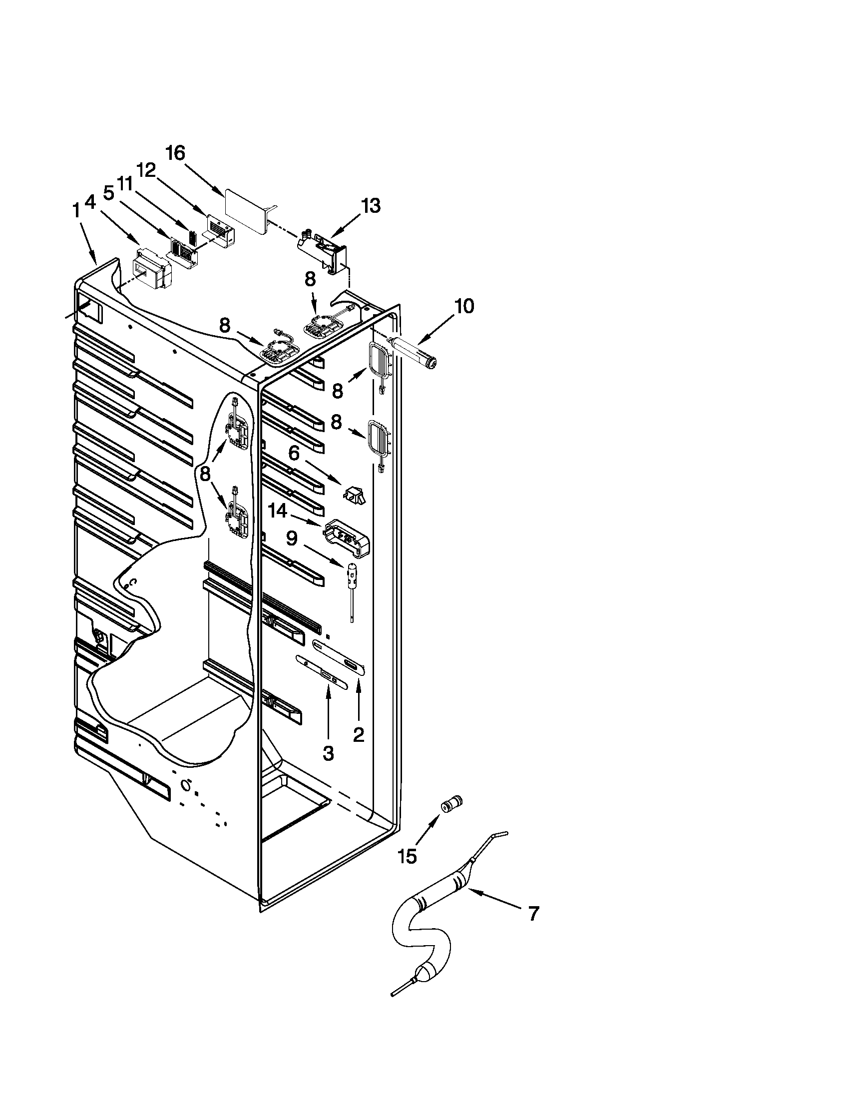 Whirlpool GSC25C5EYW02 refrigerator liner parts diagram