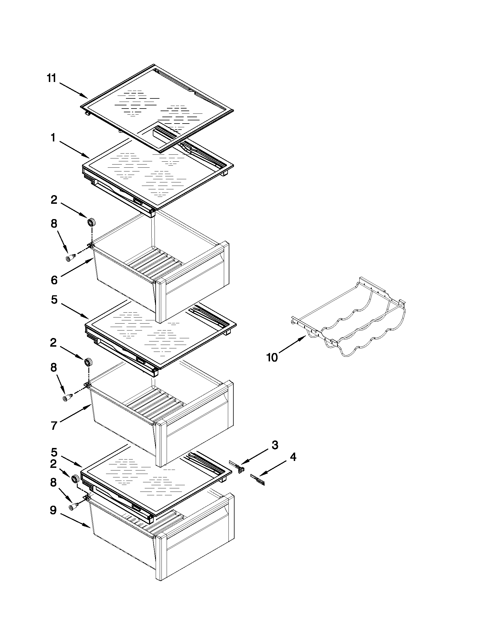 Whirlpool GSC25C5EYW02 refrigerator shelf parts diagram