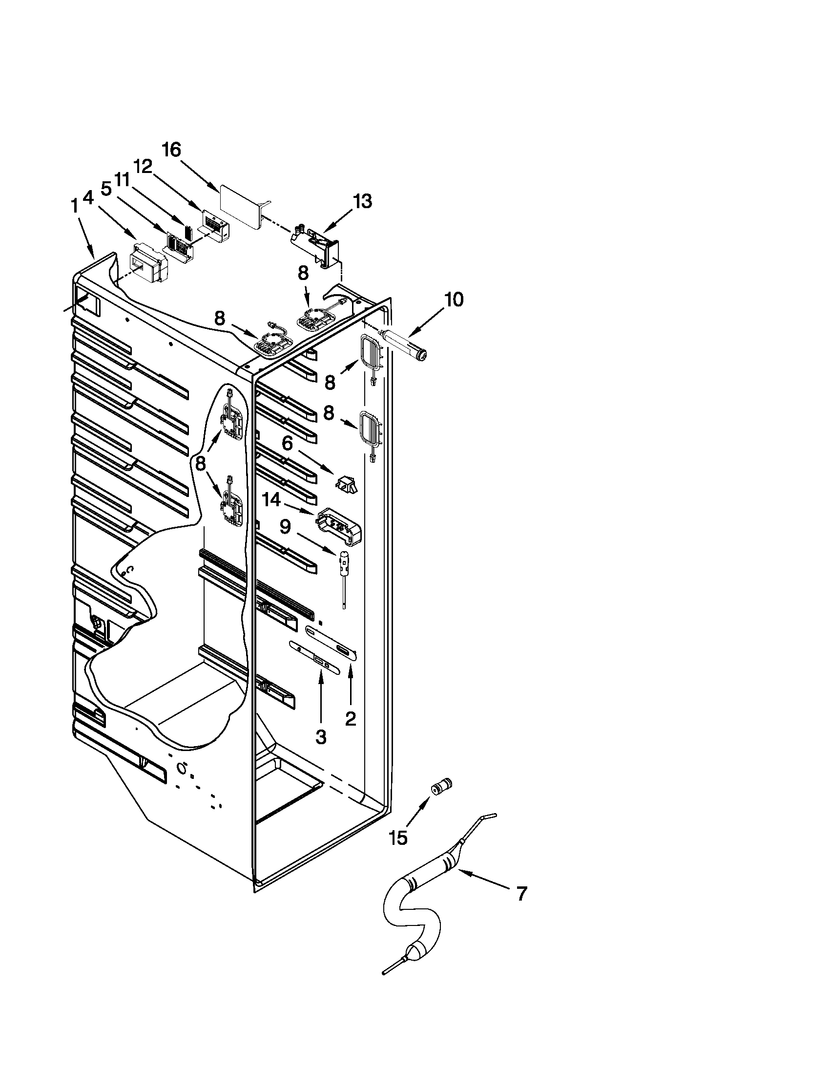 Whirlpool GSC25C5EYY03 refrigerator liner parts diagram