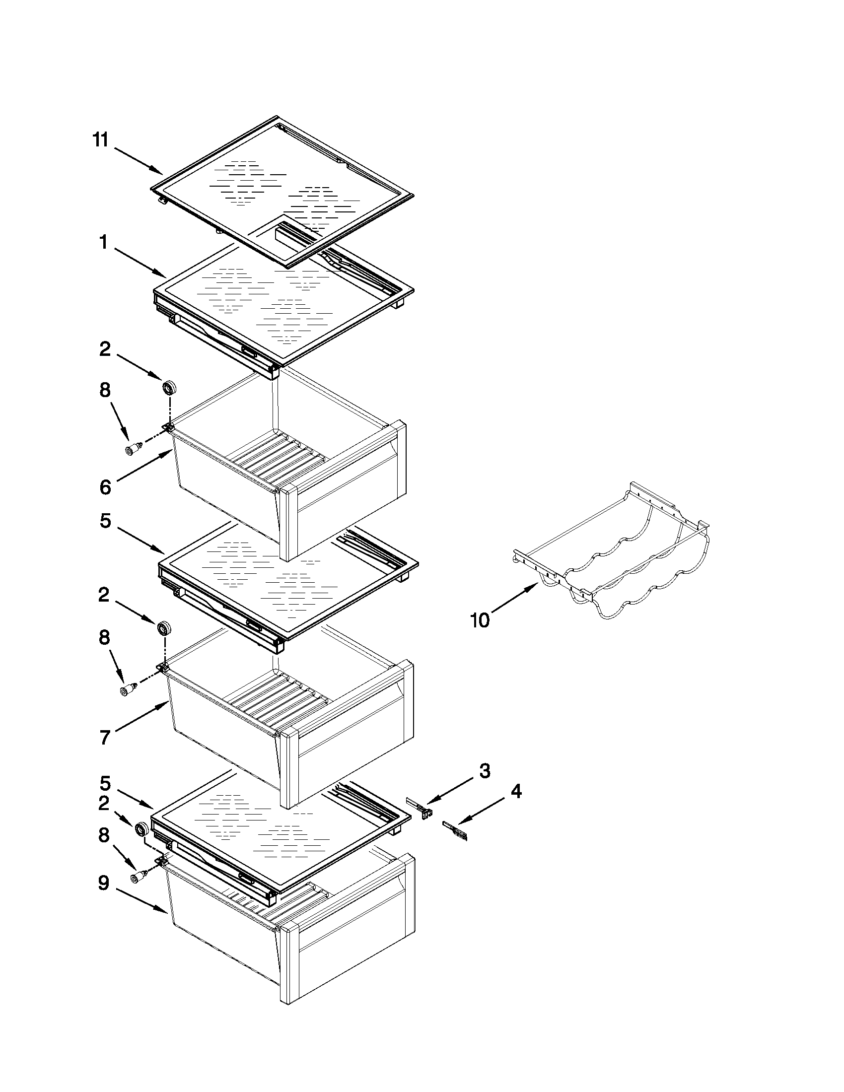 Whirlpool GSC25C5EYY03 refrigerator shelf parts diagram