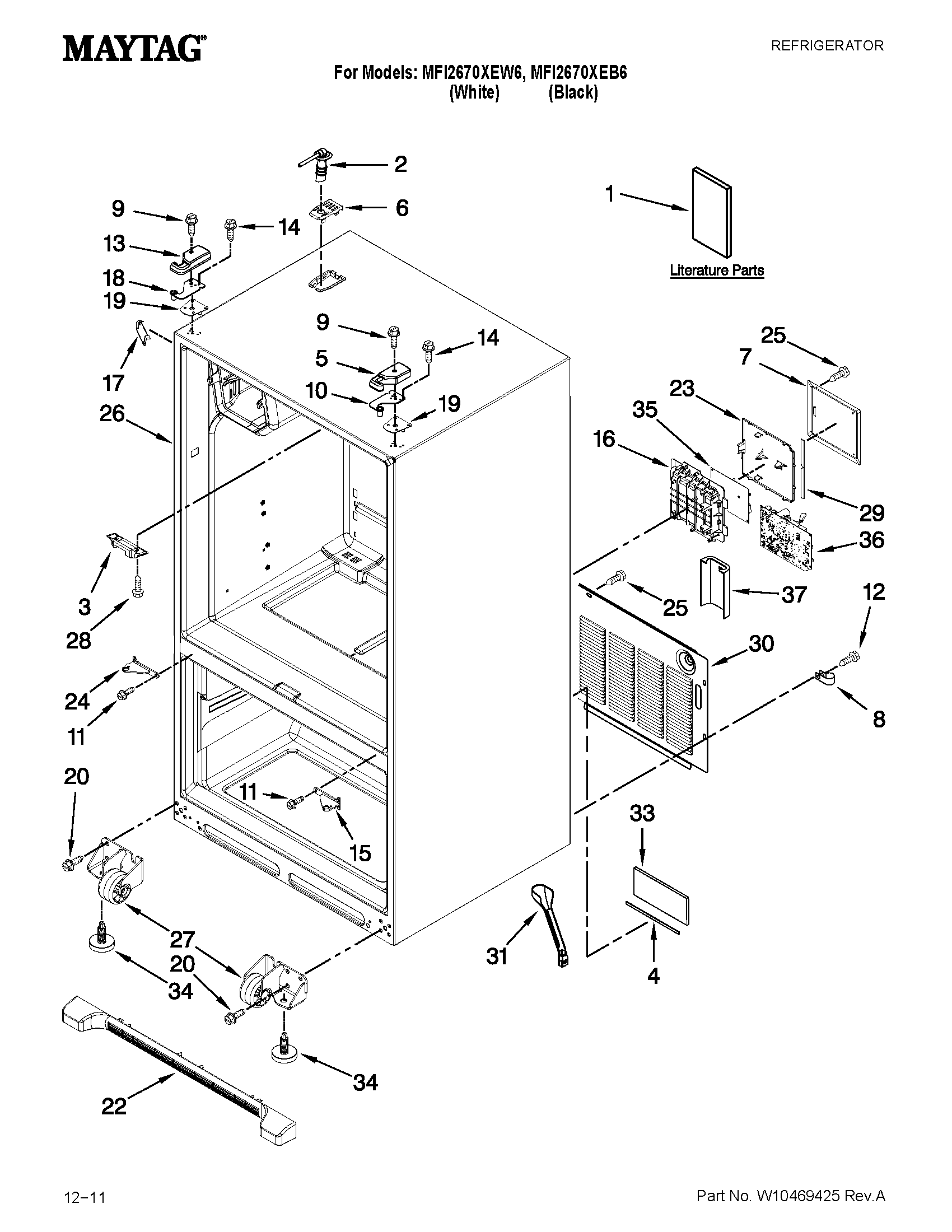 Maytag MFI2670XEB6 cabinet parts diagram