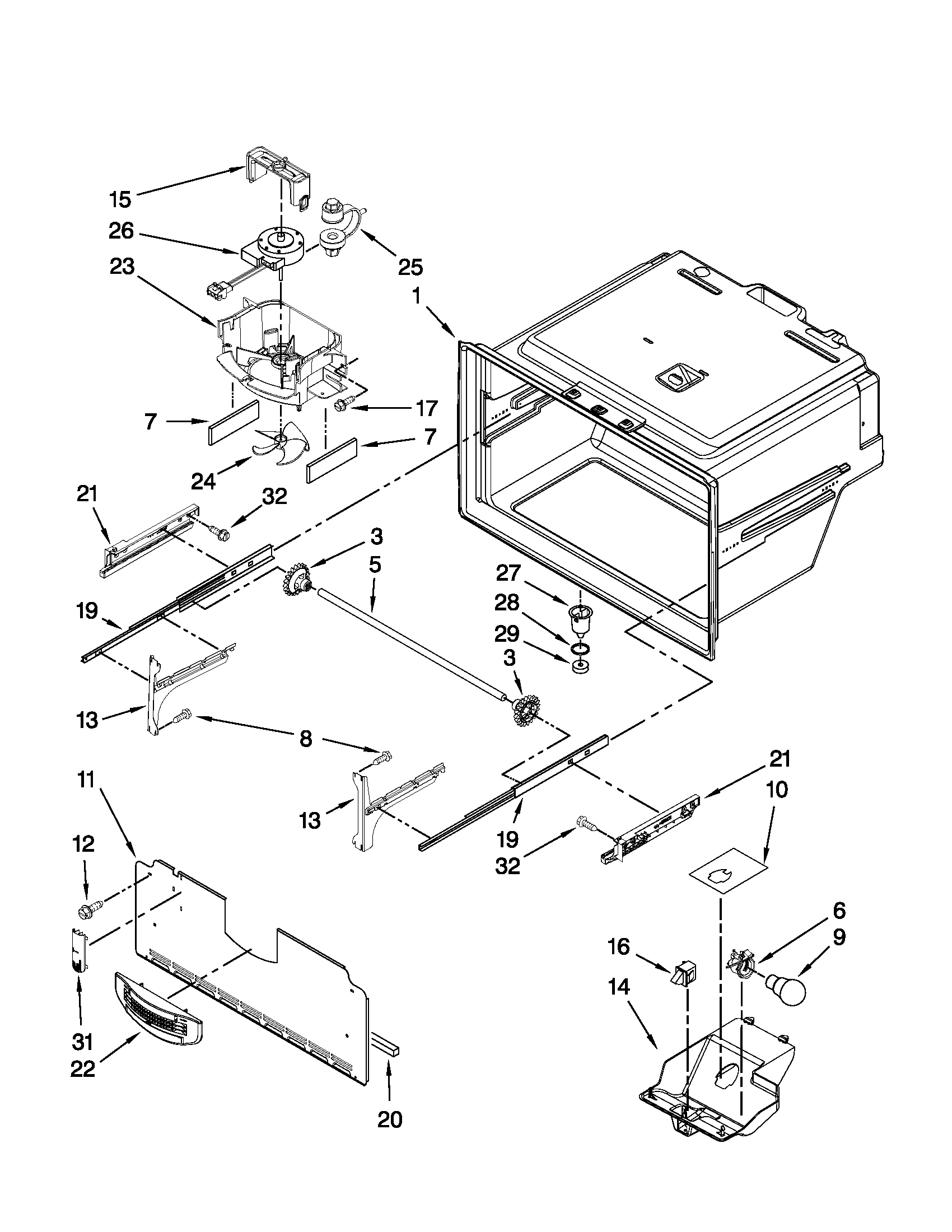 Maytag MFI2670XEB6 freezer liner parts diagram