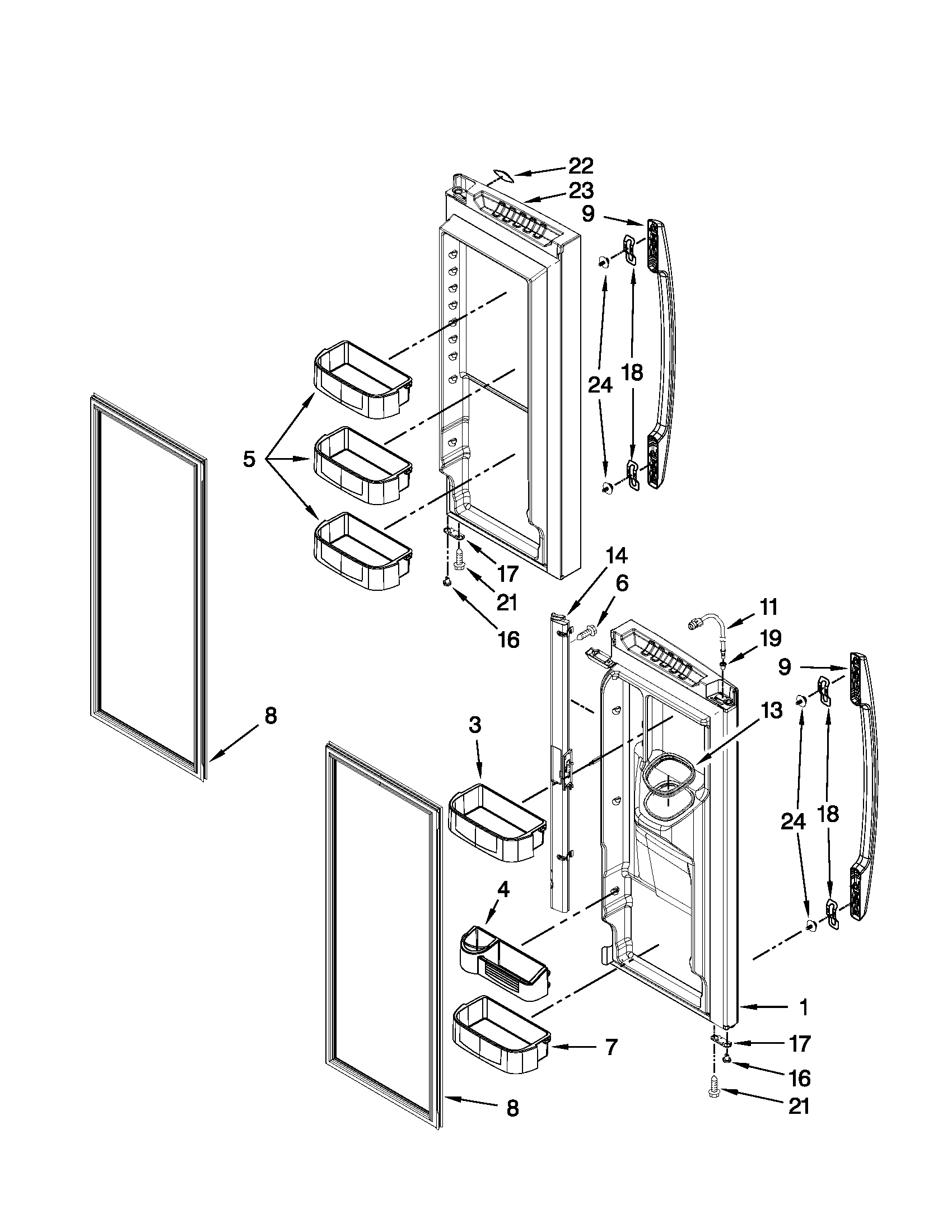Maytag MFI2670XEB6 refrigerator door parts diagram