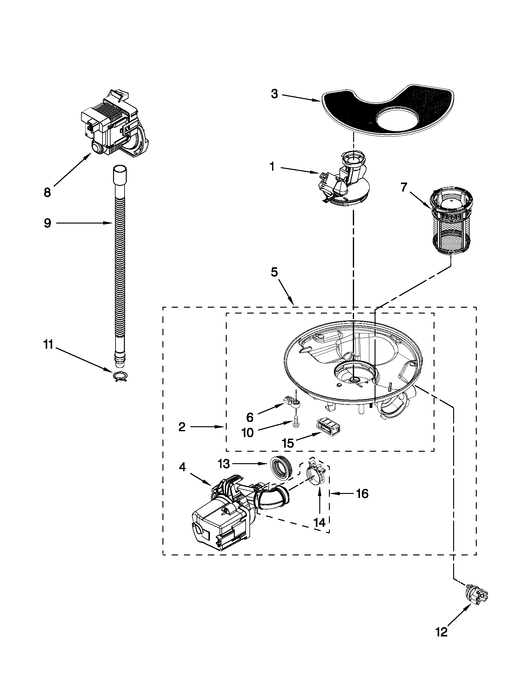 Amana ADB1400PYS0 pump and motor parts diagram