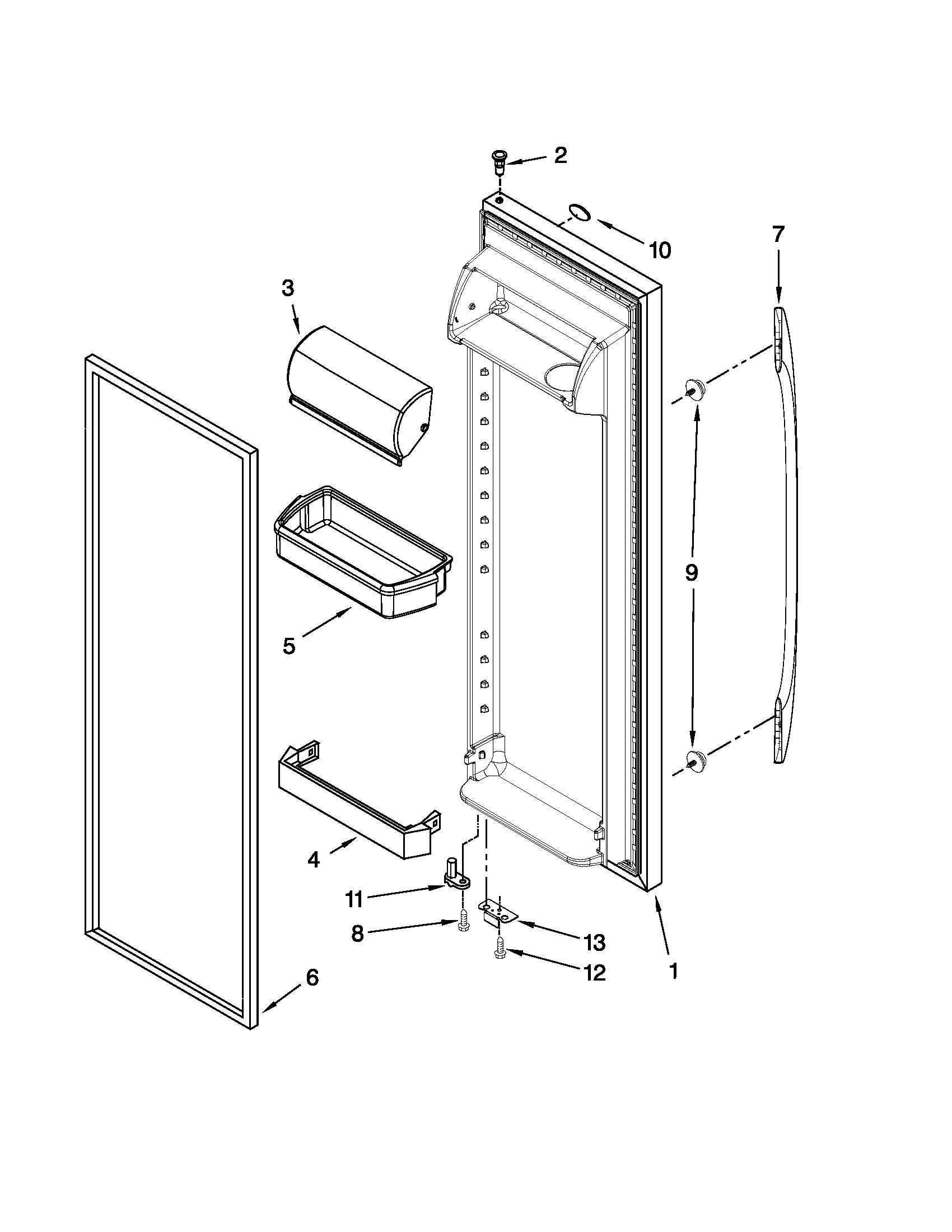 Maytag MSF25D2EAW00 refrigerator door parts diagram