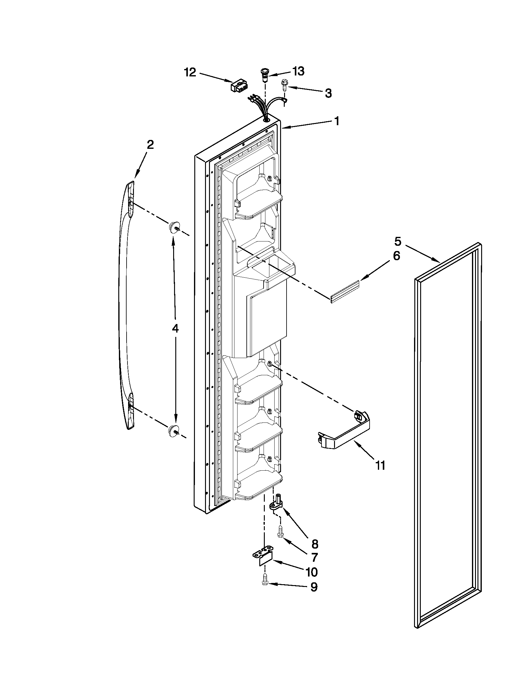 Maytag MSF25D2EAW00 freezer door parts diagram