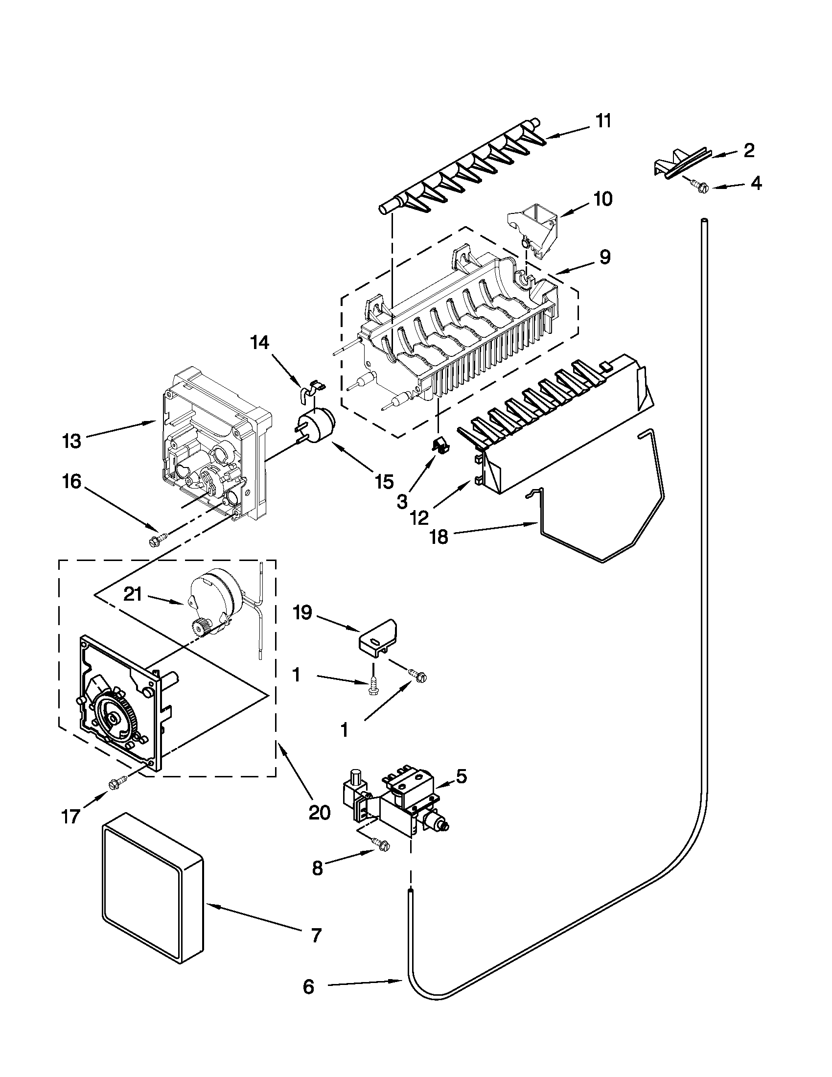 Maytag MSF25D2EAW00 icemaker parts diagram