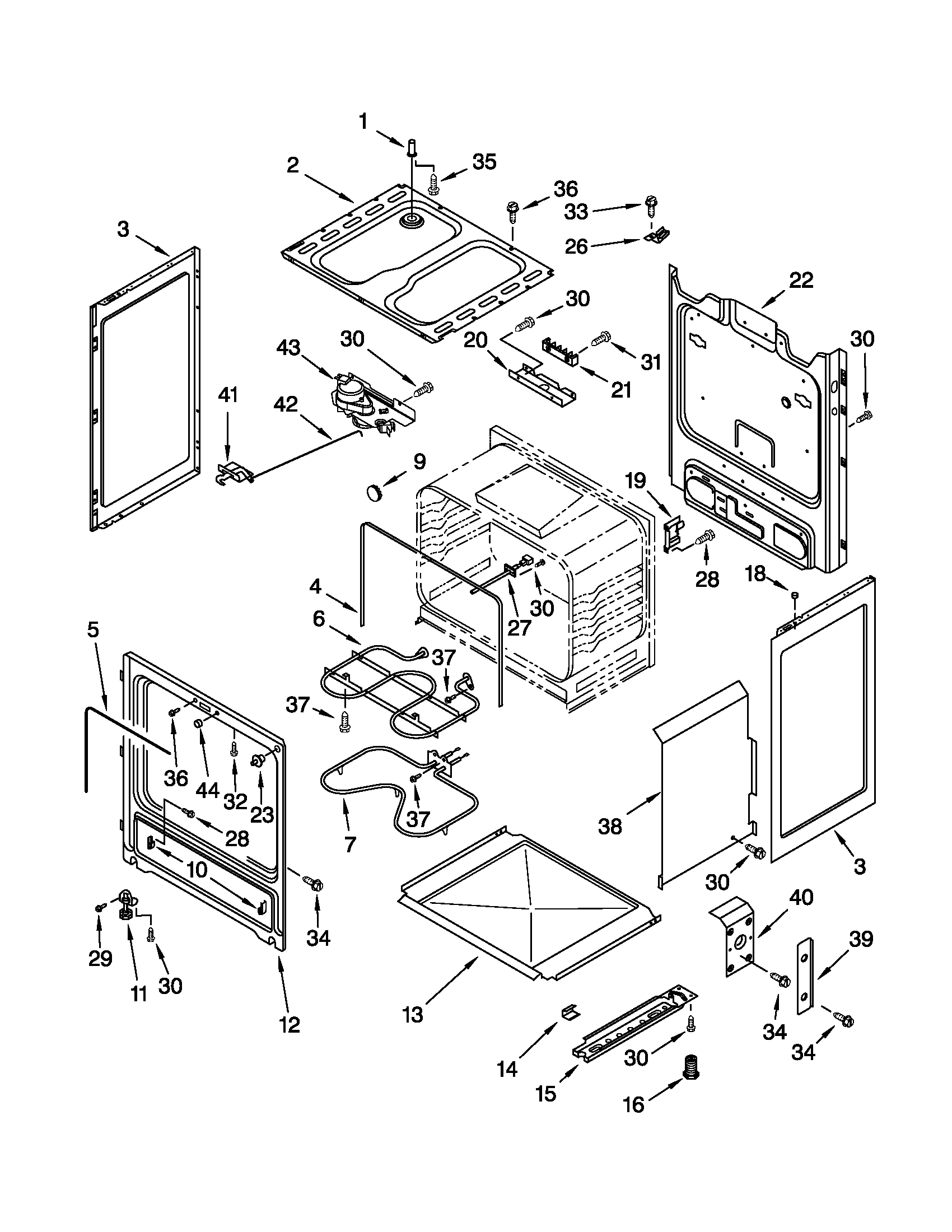 Whirlpool RF350BXGW1 chassis parts diagram