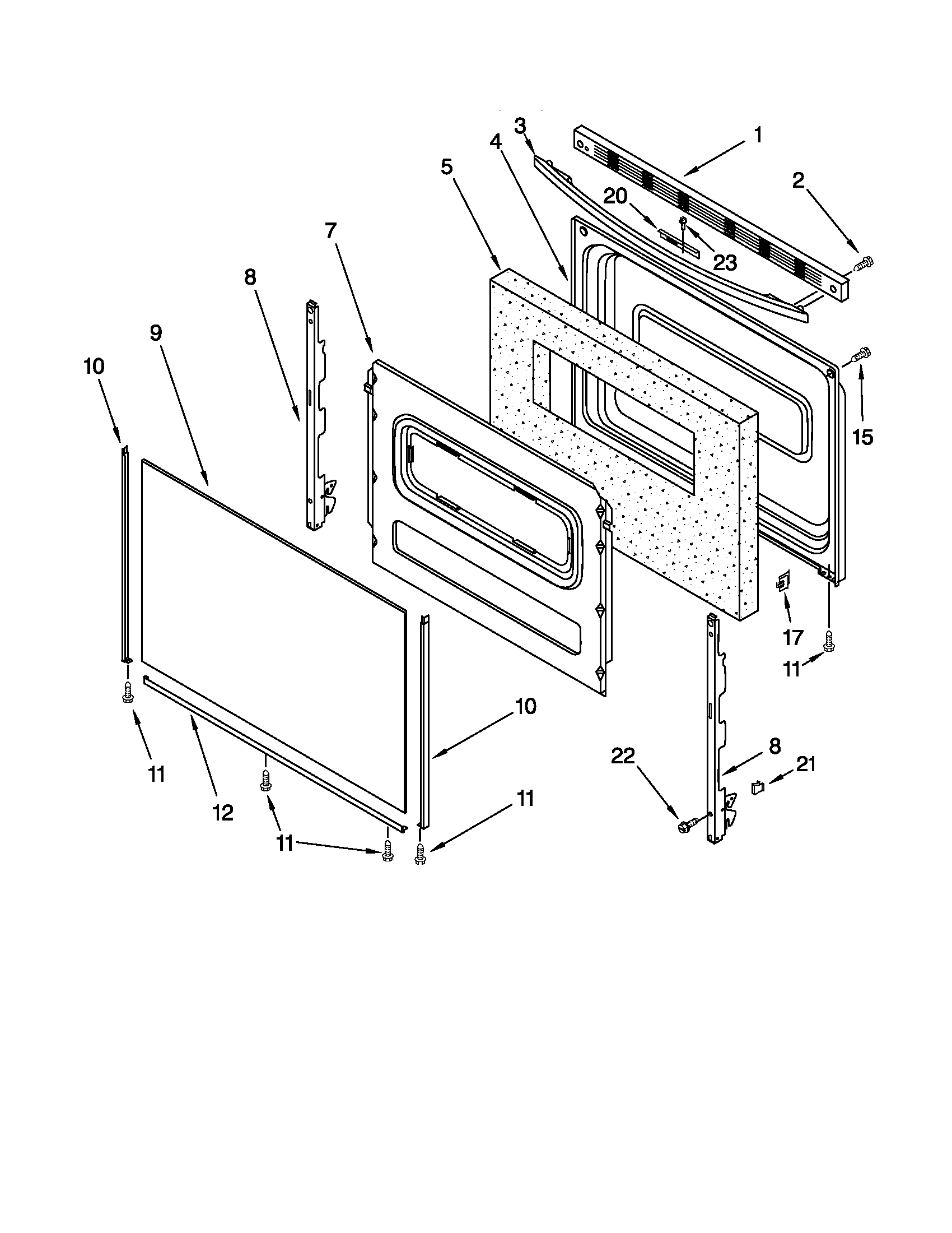 Whirlpool RF350BXGW1 door parts diagram