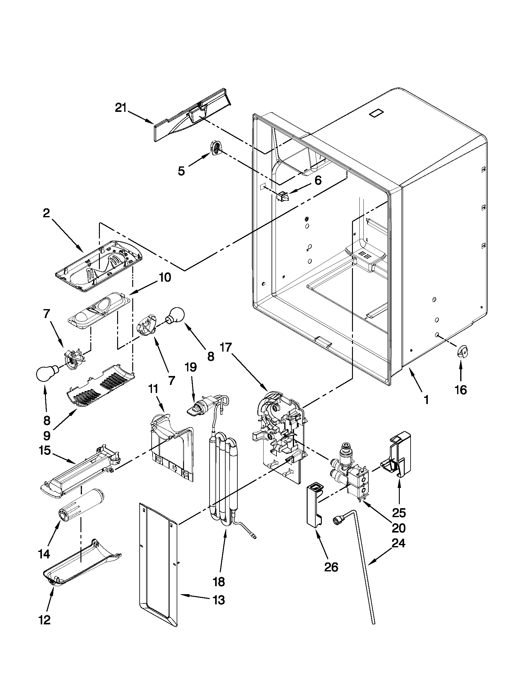 Whirlpool GI6SARXXF04 refrigerator liner parts diagram