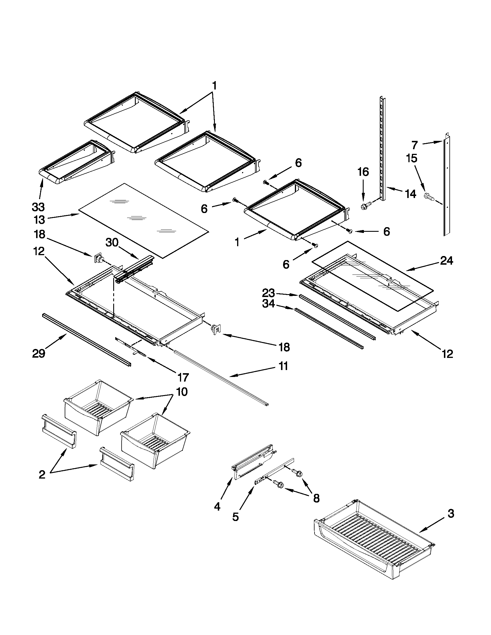 Whirlpool GI6SARXXF04 shelf parts diagram